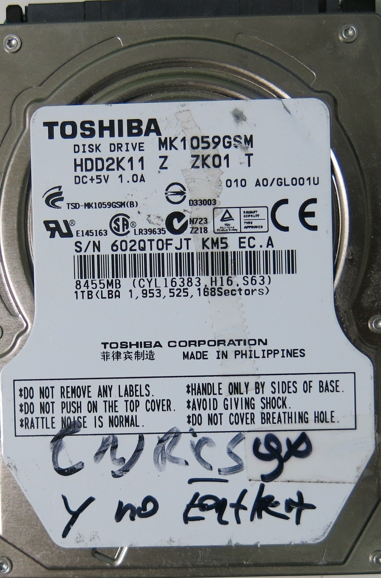 MK1059GSM HDD2K11 Z ZK01 T PCB G002641A,  1.0TB