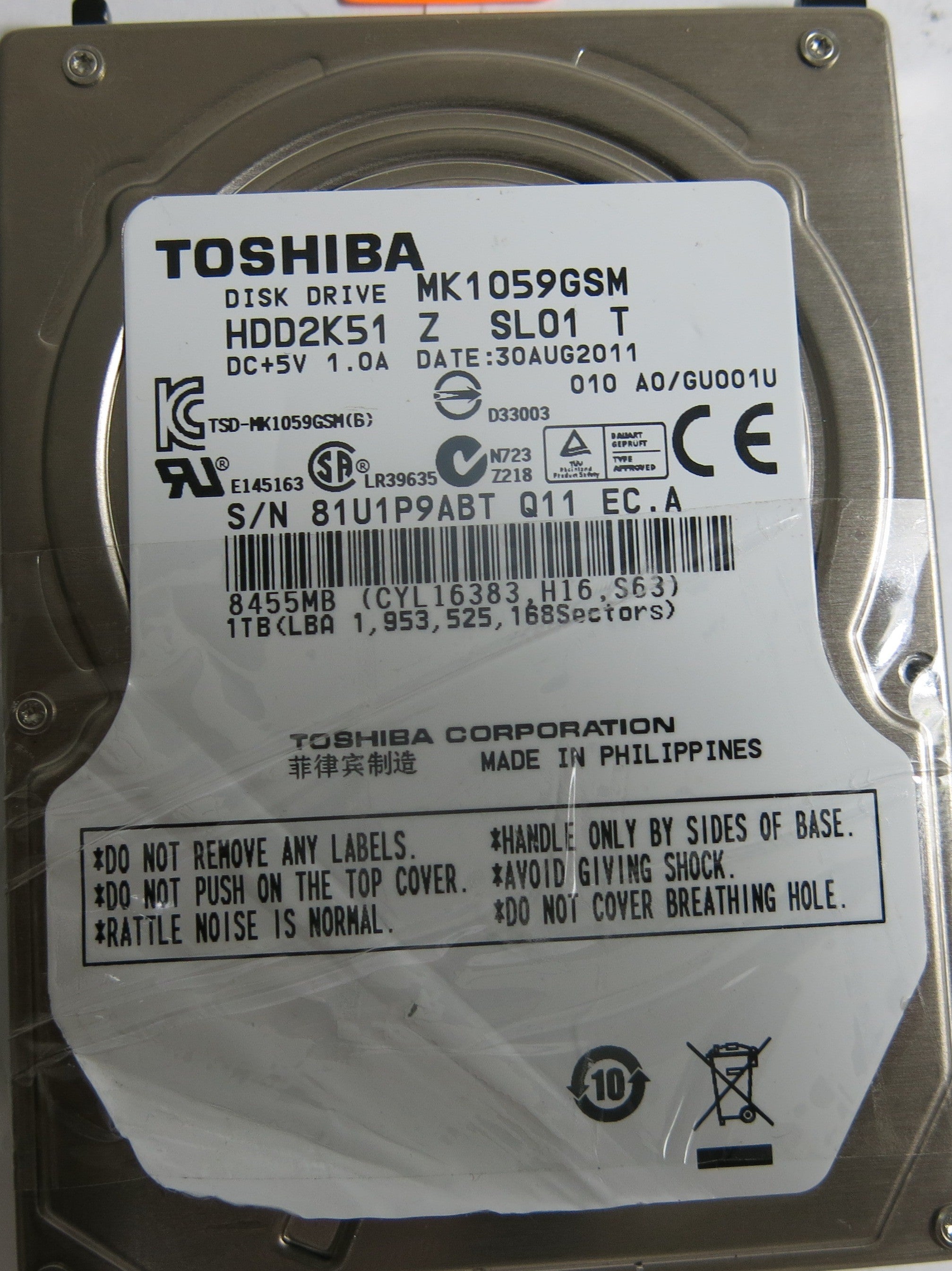 TOSHIBA MK1059GSM HDD2K51 Z SLO1 T G002825 A PCB