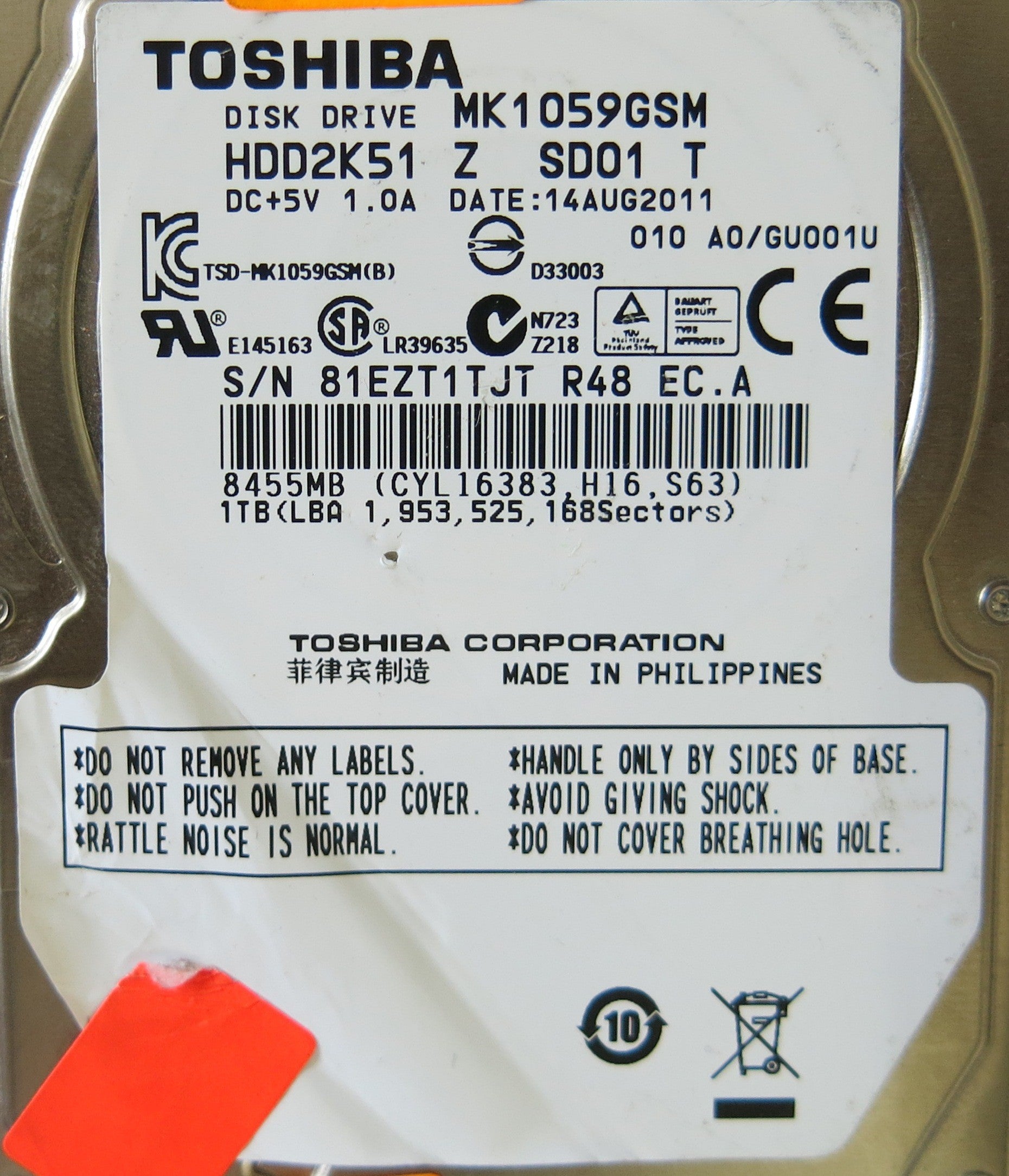 TOSHIBA MK1059GSM PCB G002641A