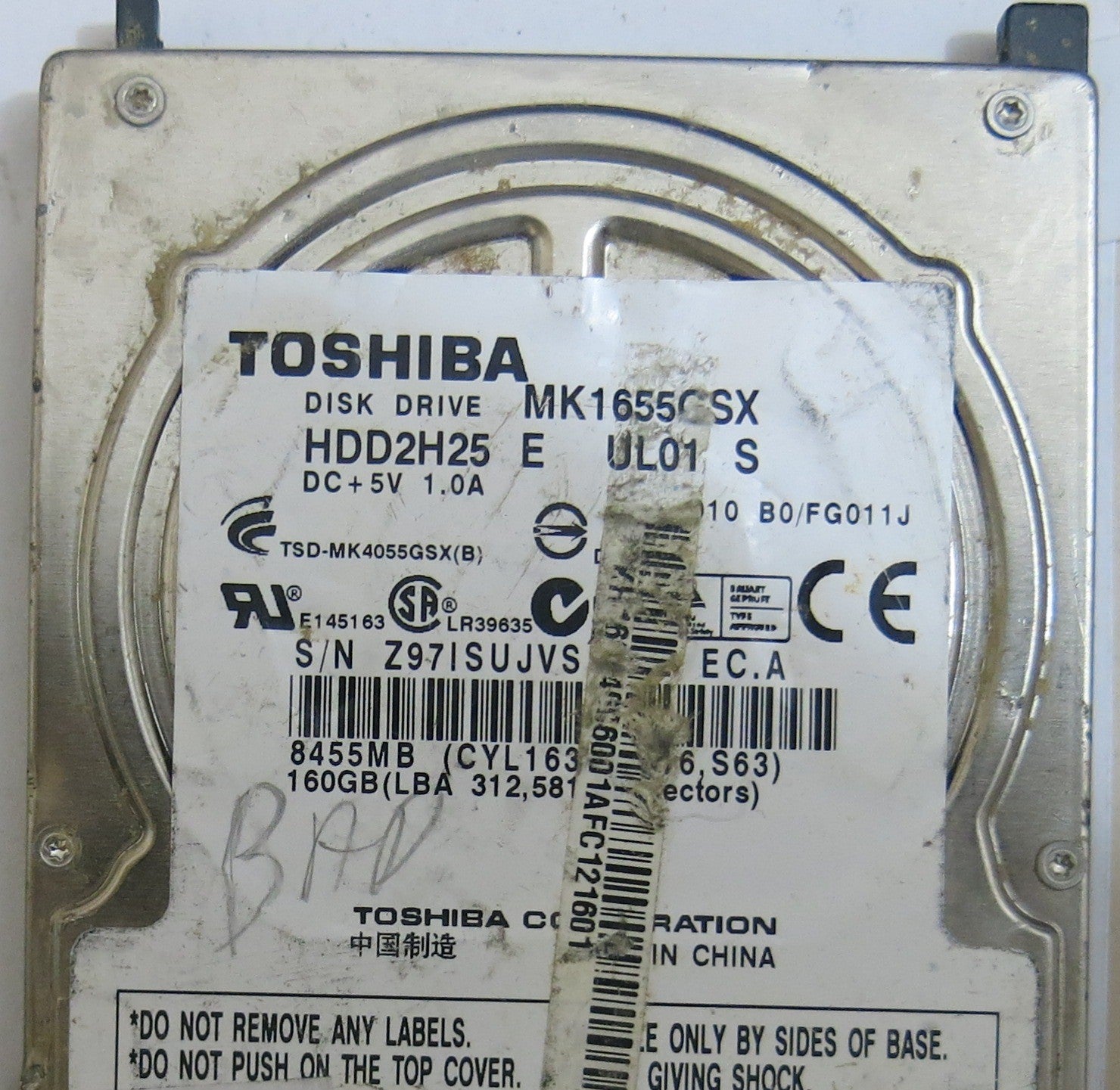 TOSHIBA  MK1655GSX HDD2H25 E UL01 S G002439-0A PCB