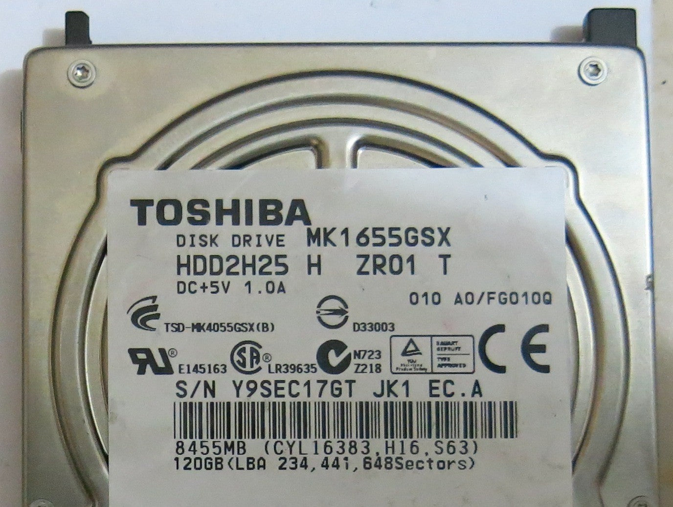 TOSHIBA MK1655GSX HDD2H25 H ZR01 T  G002439 0A PCB