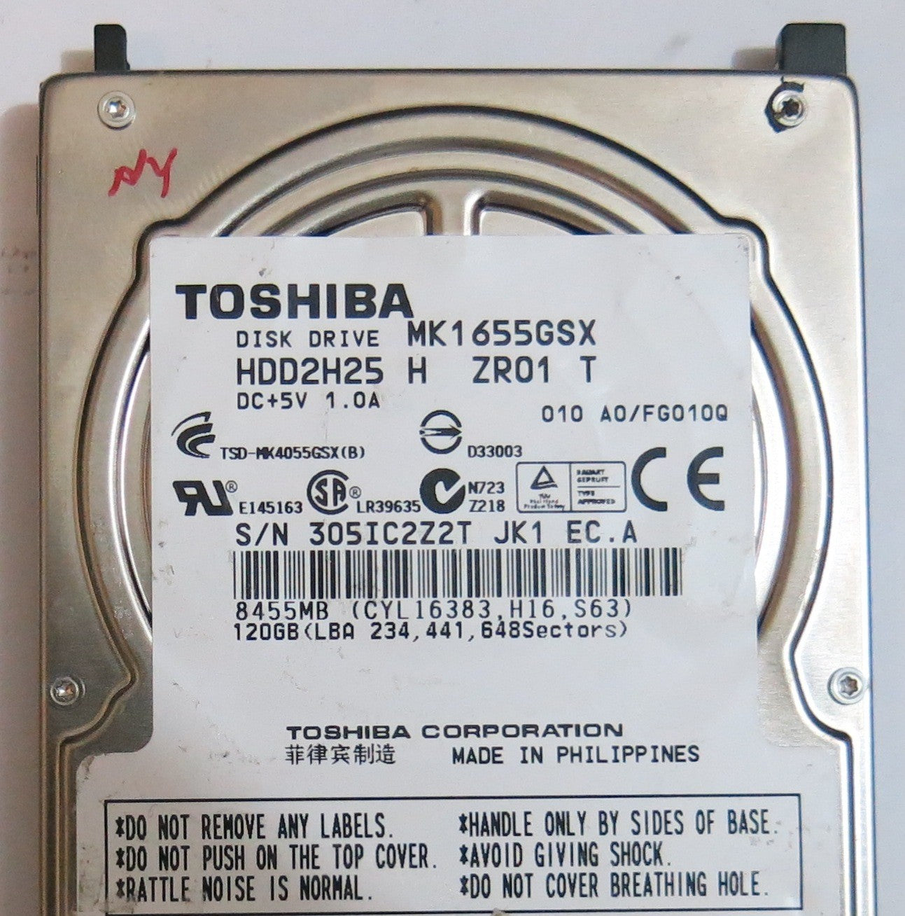 TOSHIBA MK1655GSX HDD2H25 H ZR01 T  G002439 0A PCB