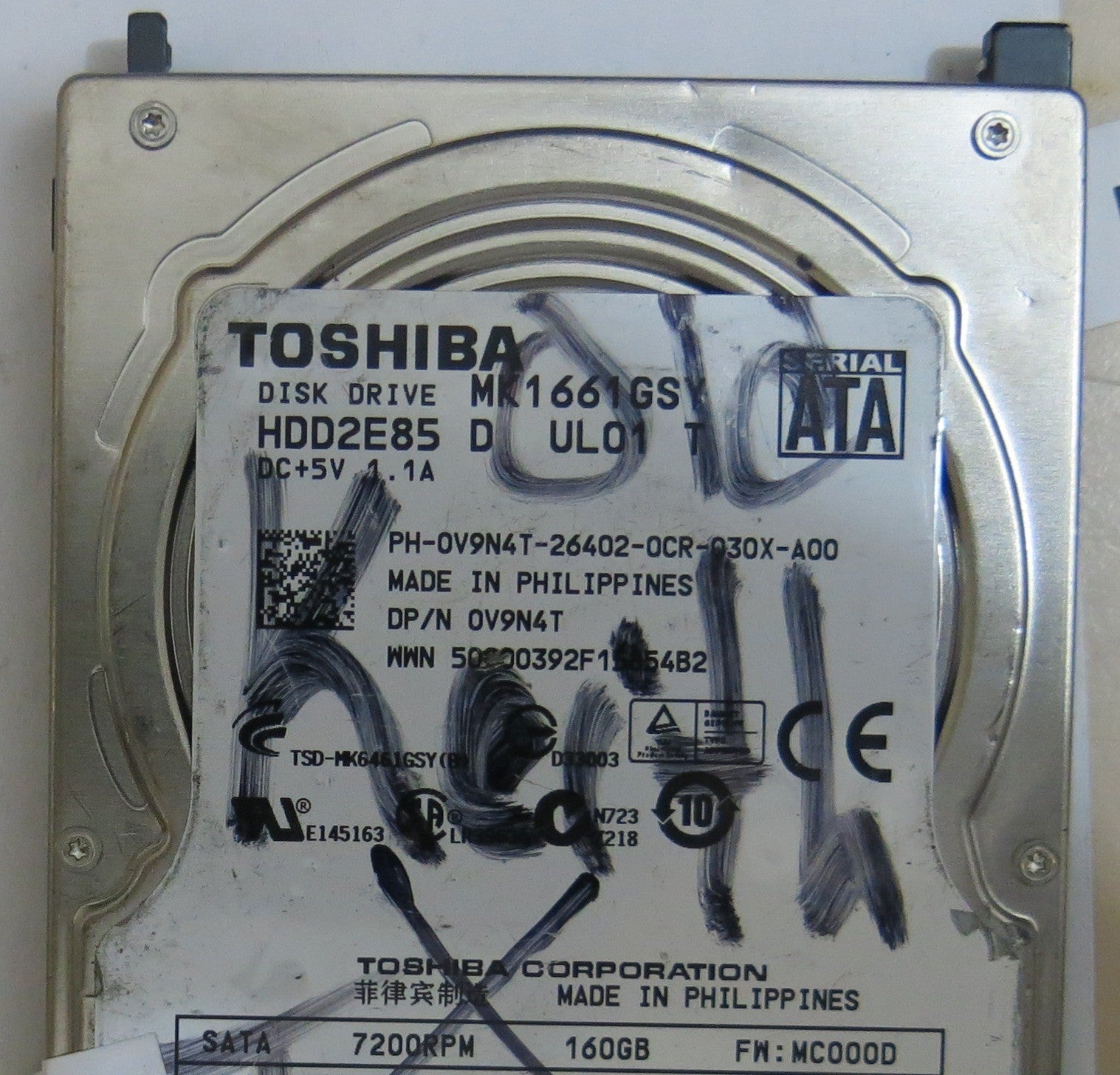 TOSHIBA  MK1661GSY HDD2E85 D ULO1 T G002822A PCB