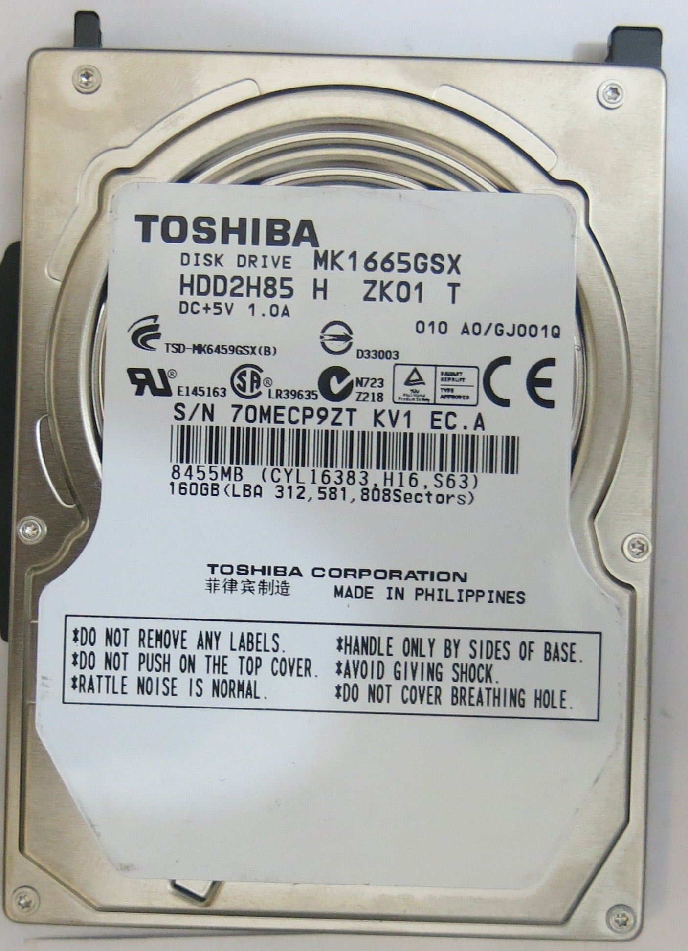 TOSHIBA  MK1665GSX HDD2H82 H ZK01 T G002641A PCB