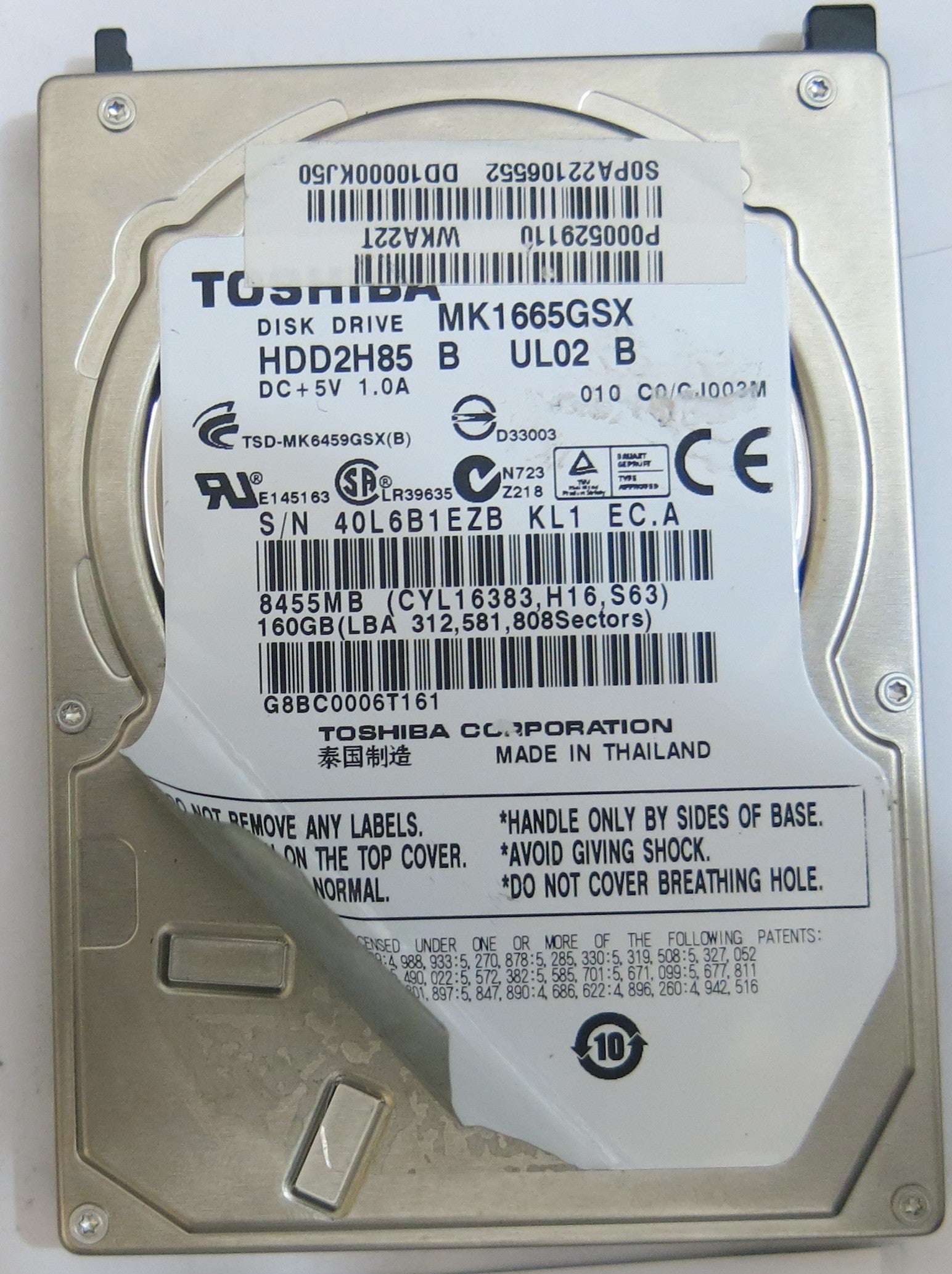 TOSHIBA MK1665GSX HDD2H85 B ULO2 B G002641A PCB