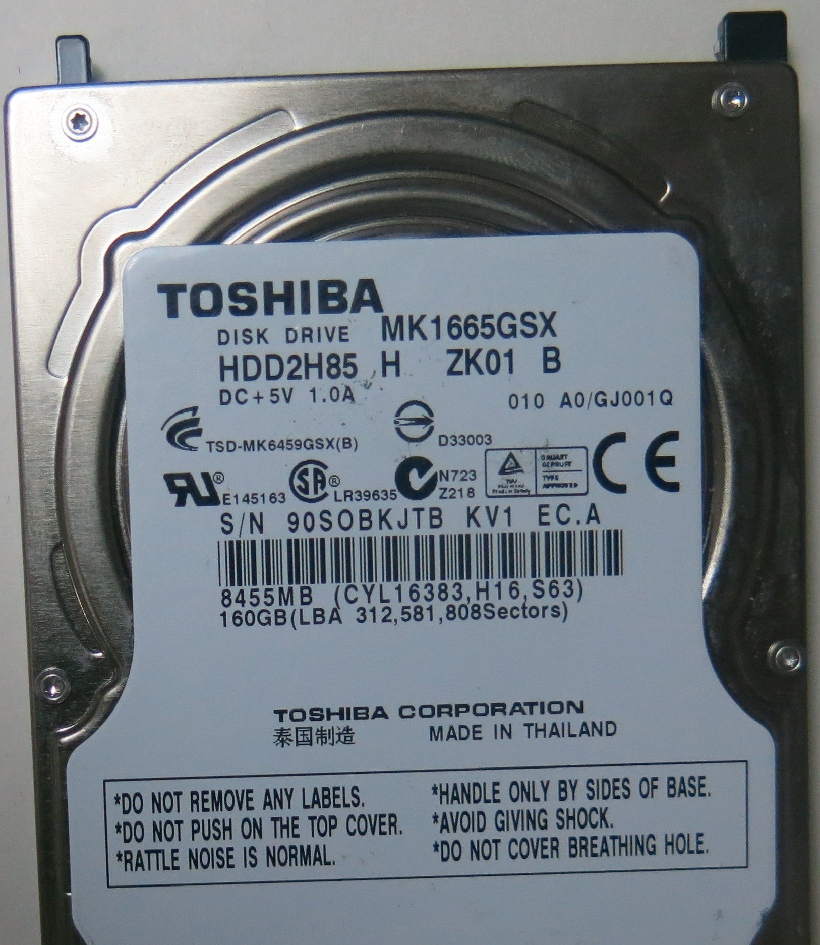 TOSHIBA MK1665GSX HDD2H85 H ZK01 B, G002641A PCB
