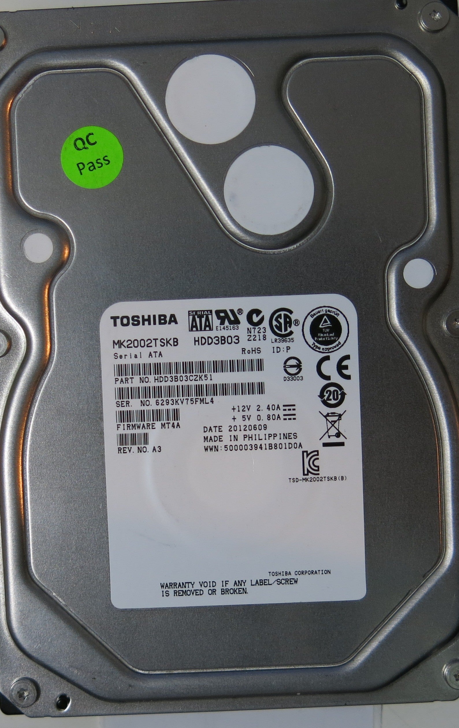 TOSHIBA MK2002TSKB, MT4A PCB