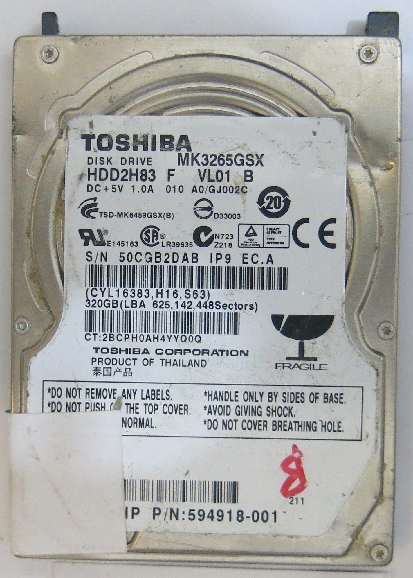 TOSHIBA MK3265GSX HDD2H83 F VLO1 B G002641A PCB