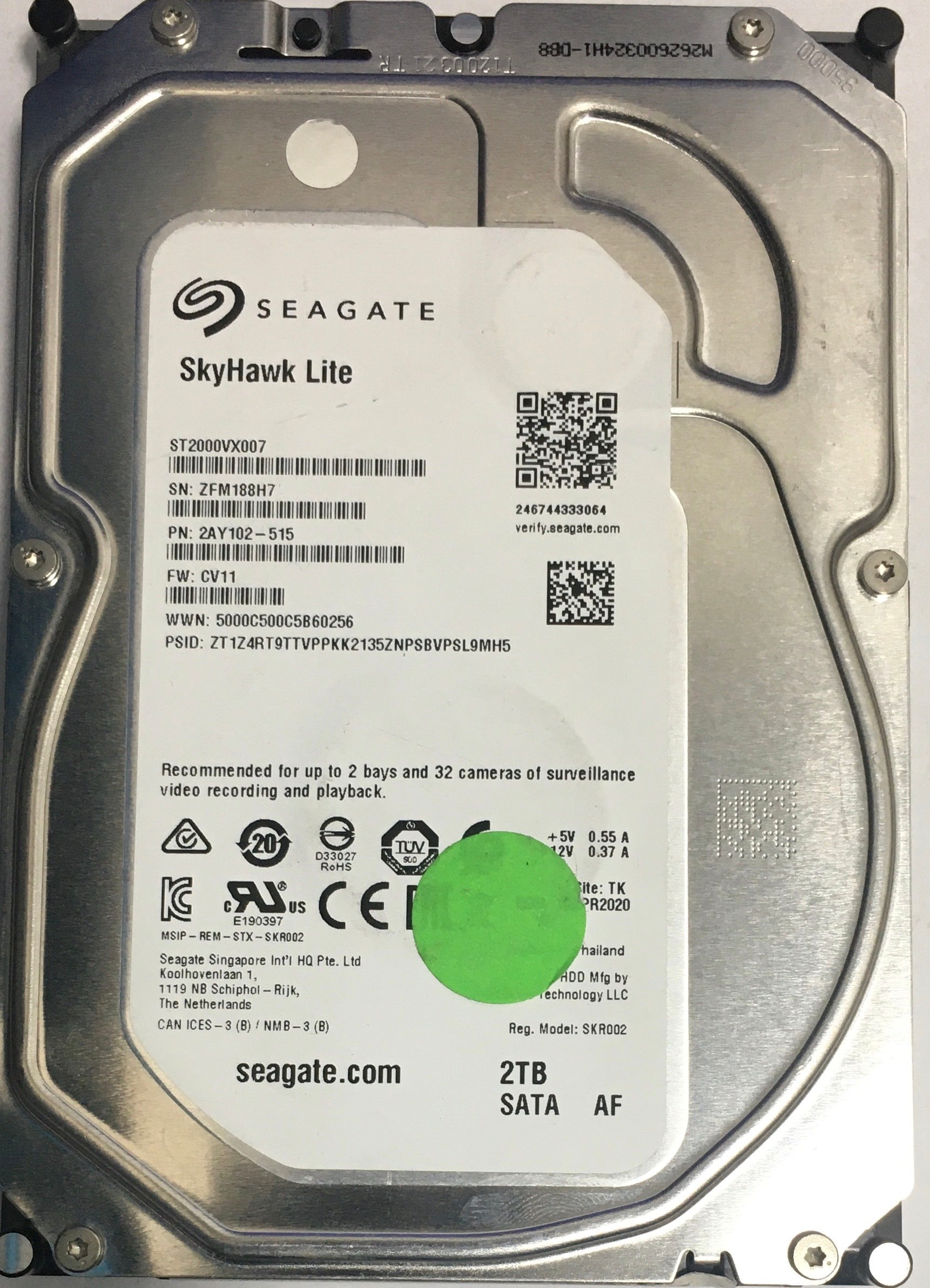 ST2000VX007,  Serial:ZFM188H7,  2000GB 3.5,  PCB:100815595- REV D
