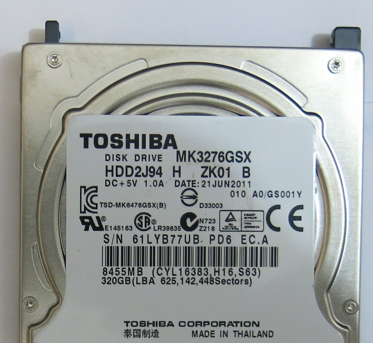 TOSHIBA MK3276GSX HDD2J94 H ZK01 B G002825 A PCB