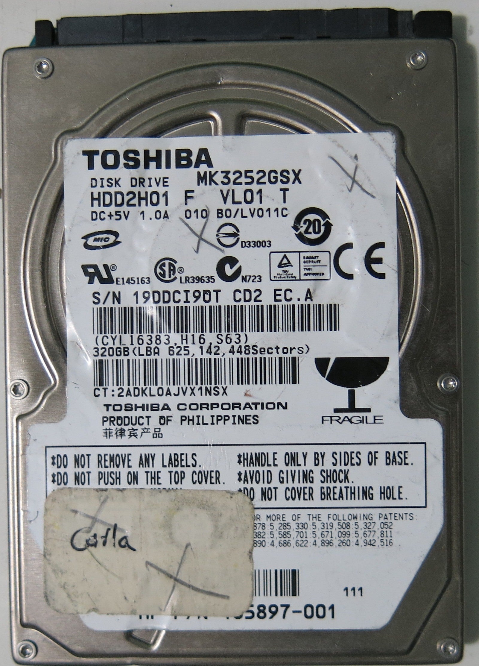 MK3552GSX HDD2H01 F VL01 T PCB G002217A,  320.GB