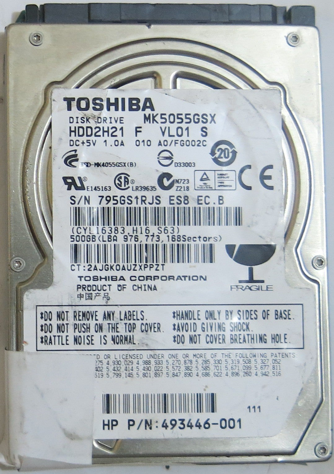 TOSHIBA MK5055GSX HDD2H21 F VLO1 S G002439-0A PCB