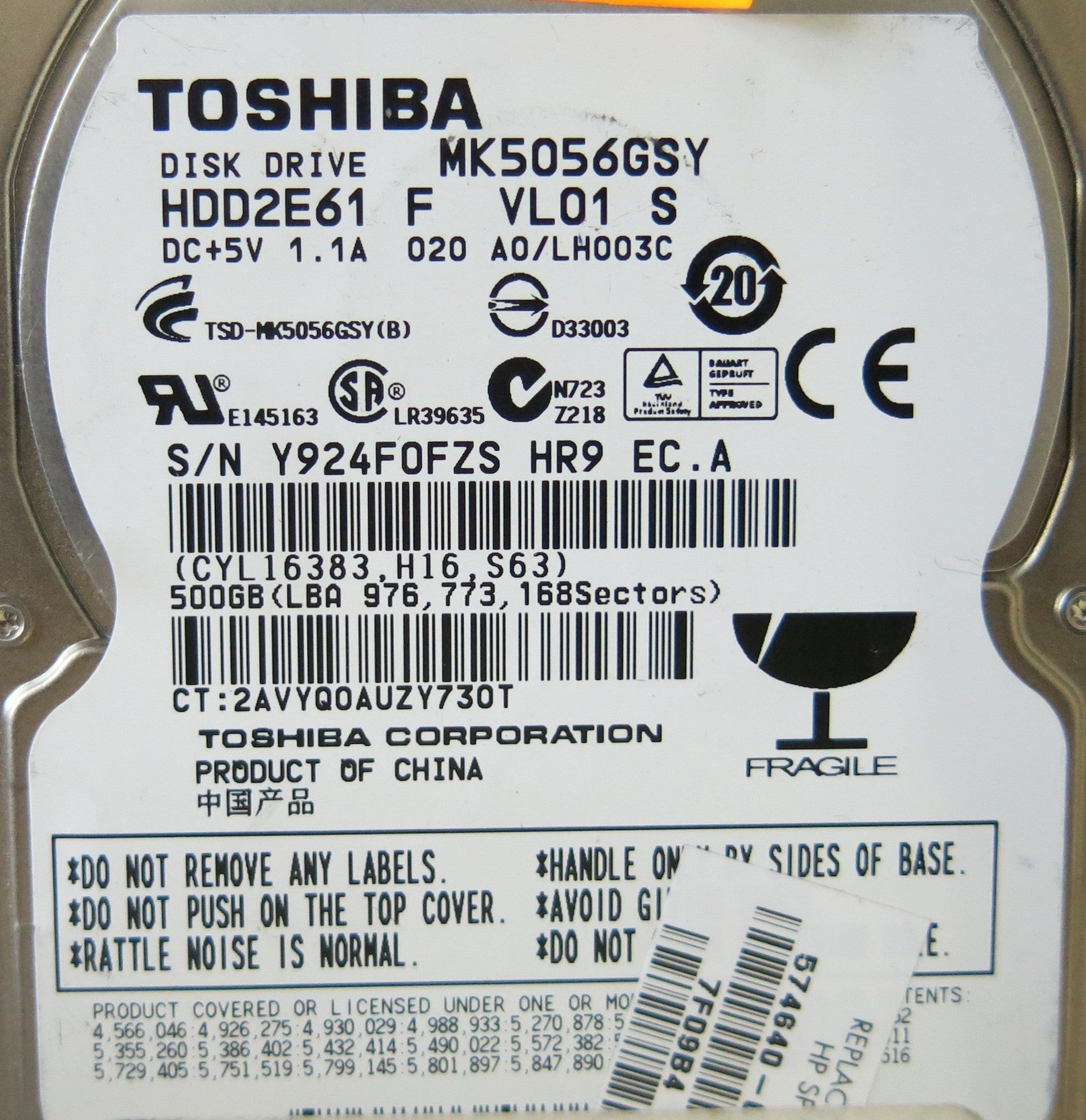TOSHIBA MK5056GSY PCB G002587-0A