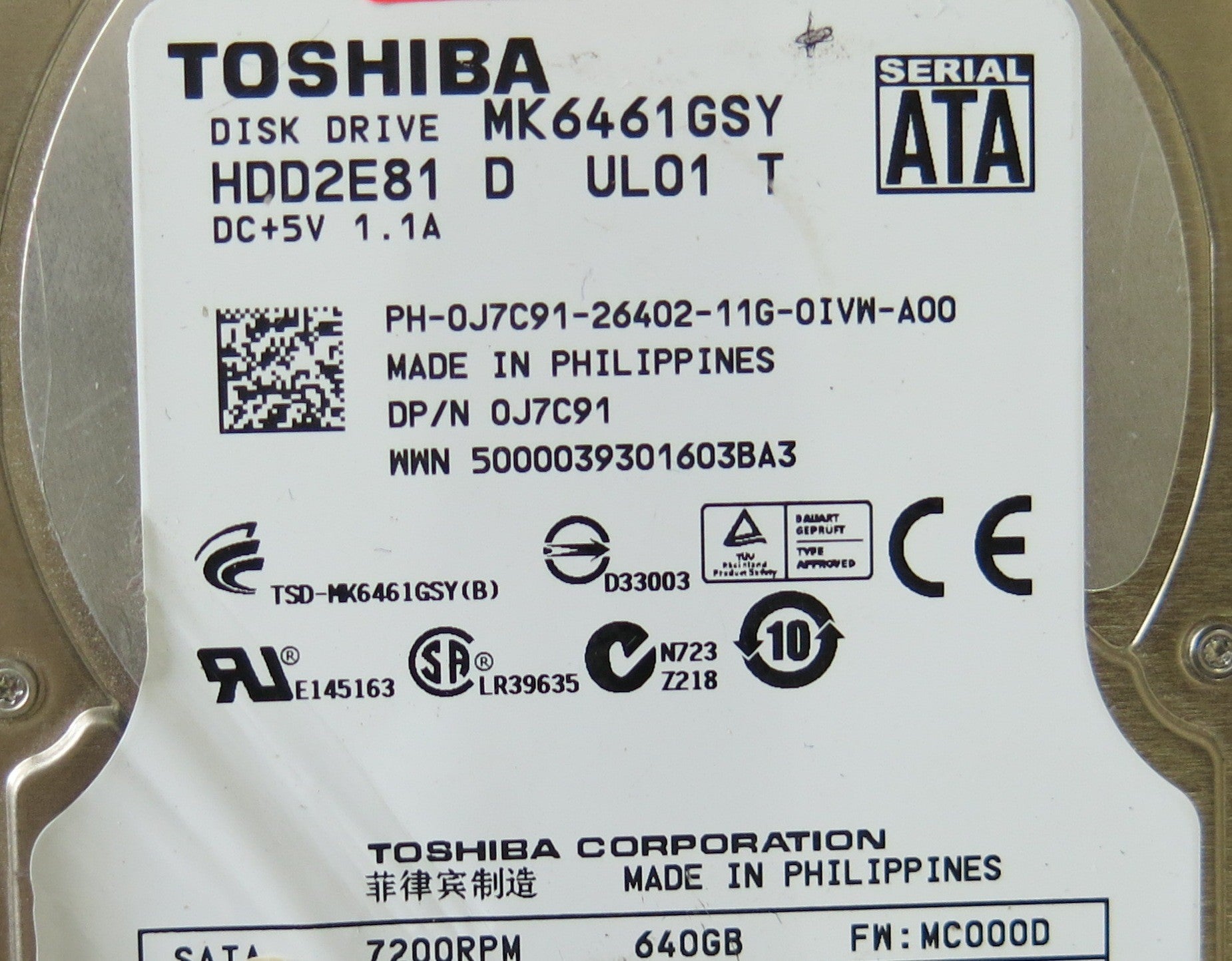 TOSHIBA MK5056GSY PCB G002587-0A