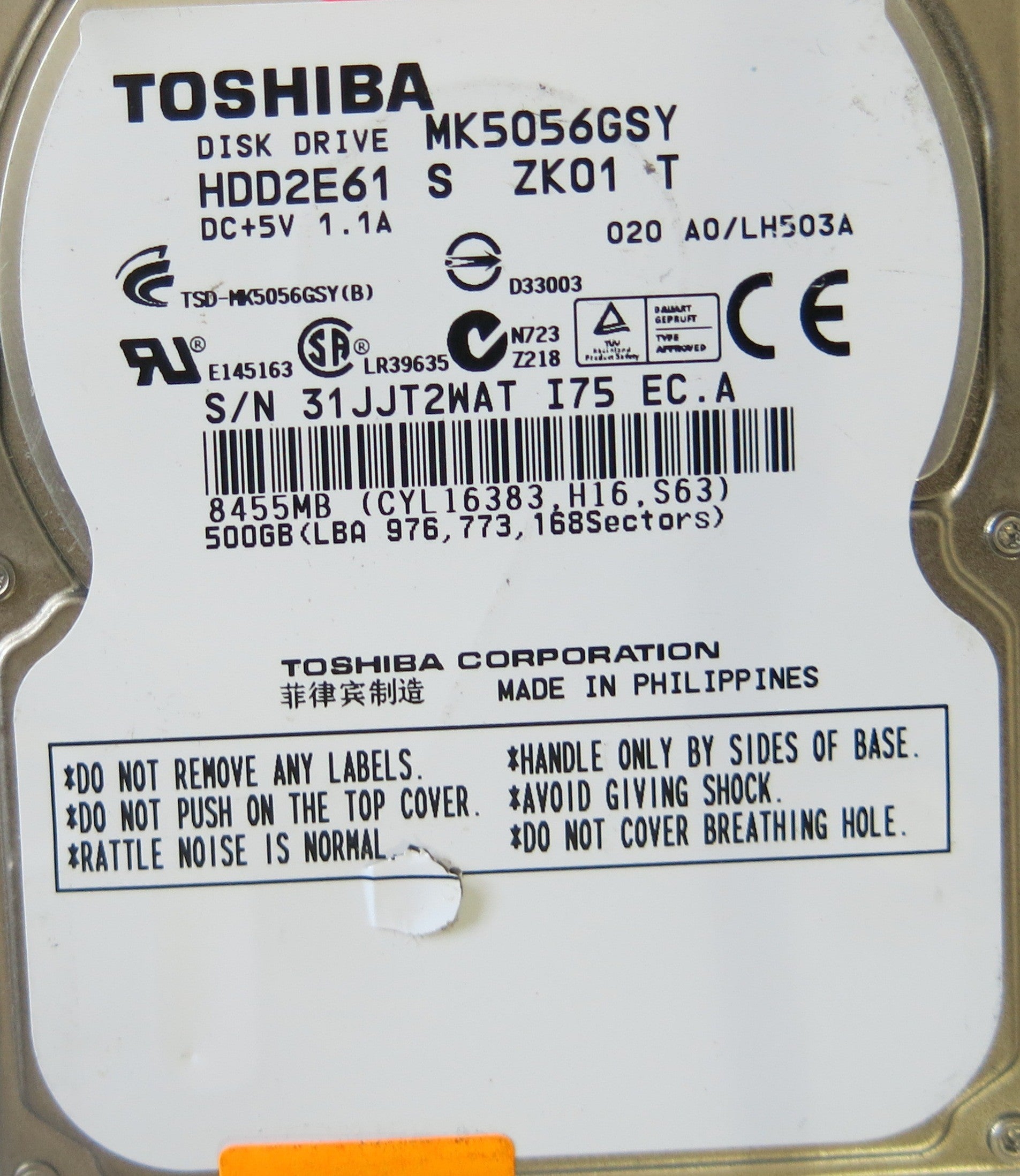 TOSHIBA MK5056GSY PCB G002587-0A