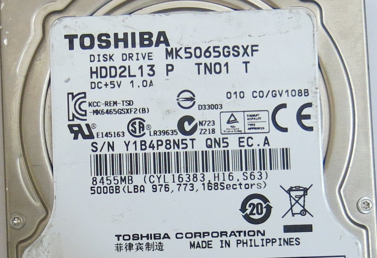 TOSHIBA MK5065GSXF HDD2L13 P TNO1 T G002825 A PCB