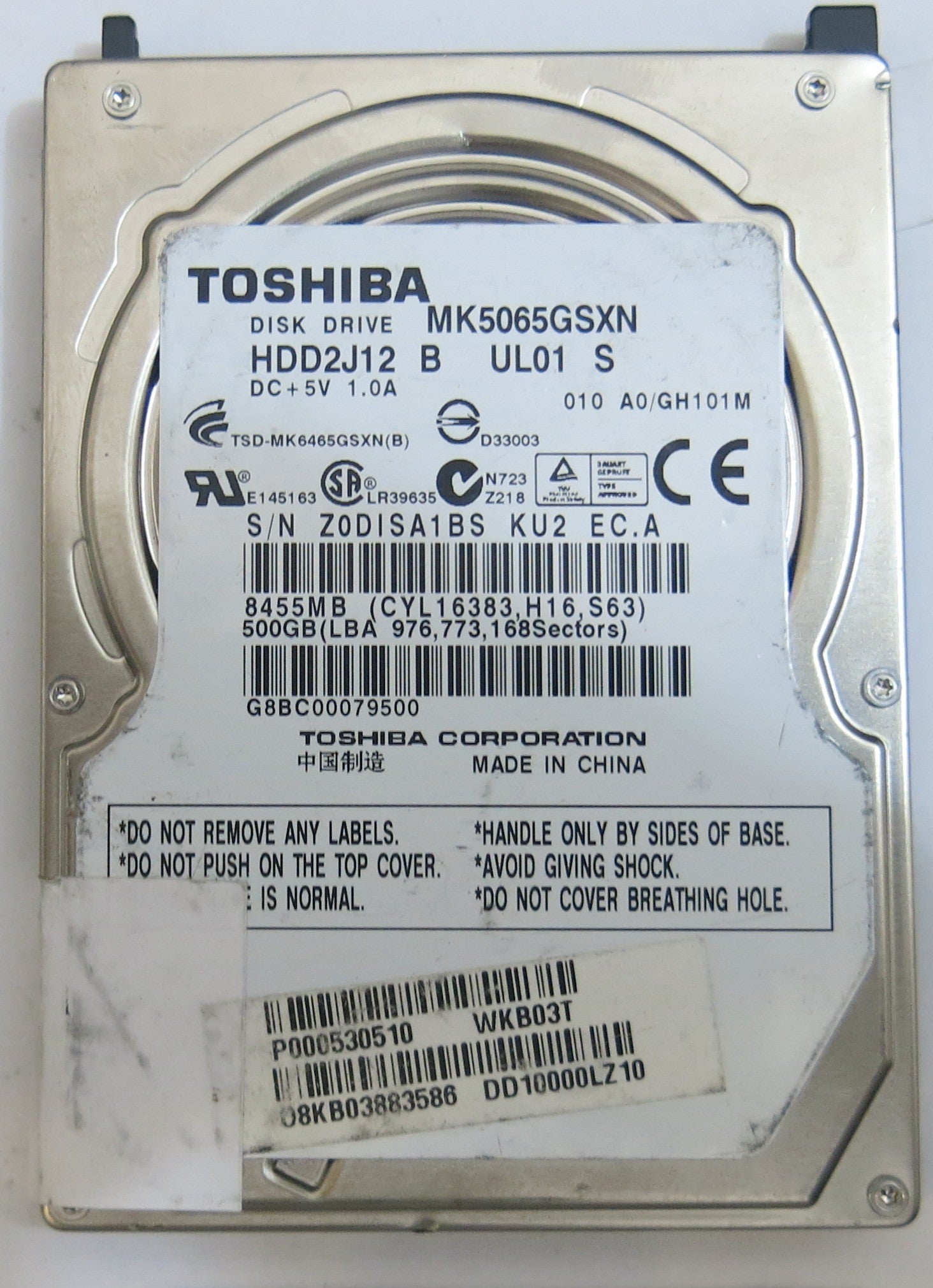 TOSHIBA MK5065GSXN HDD2J12 B ULO1 S G002706A PCB