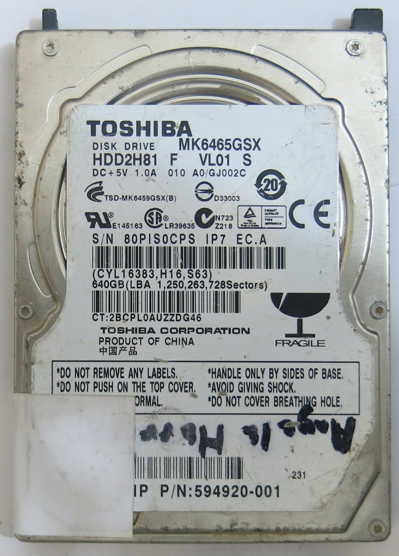 TOSHIBA MK6465GSX HDD2H81 F VL01 S G002641A PCB