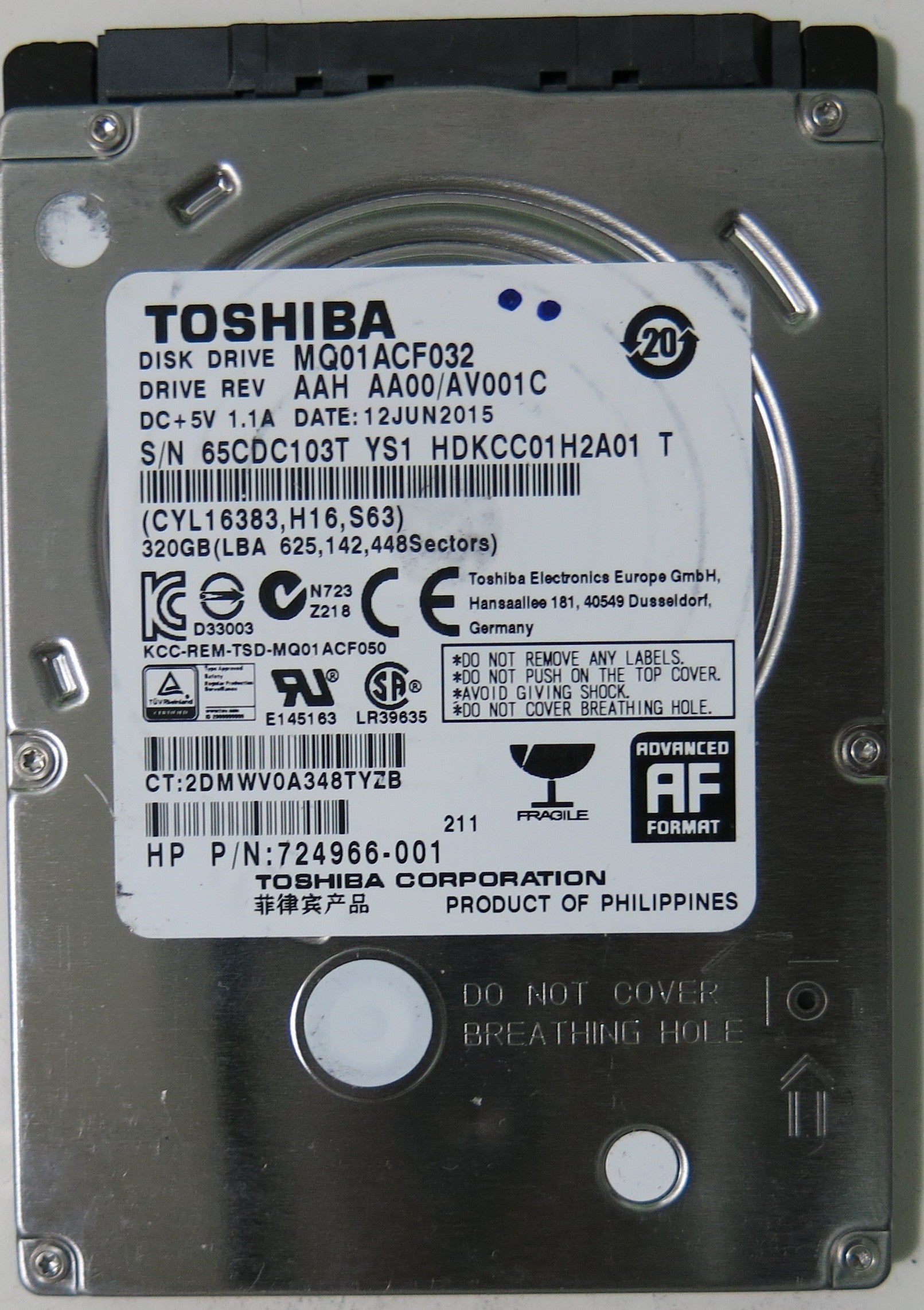 MQ01ACF032 AAD AA00/AV001D PCB G003235C,  320.GB