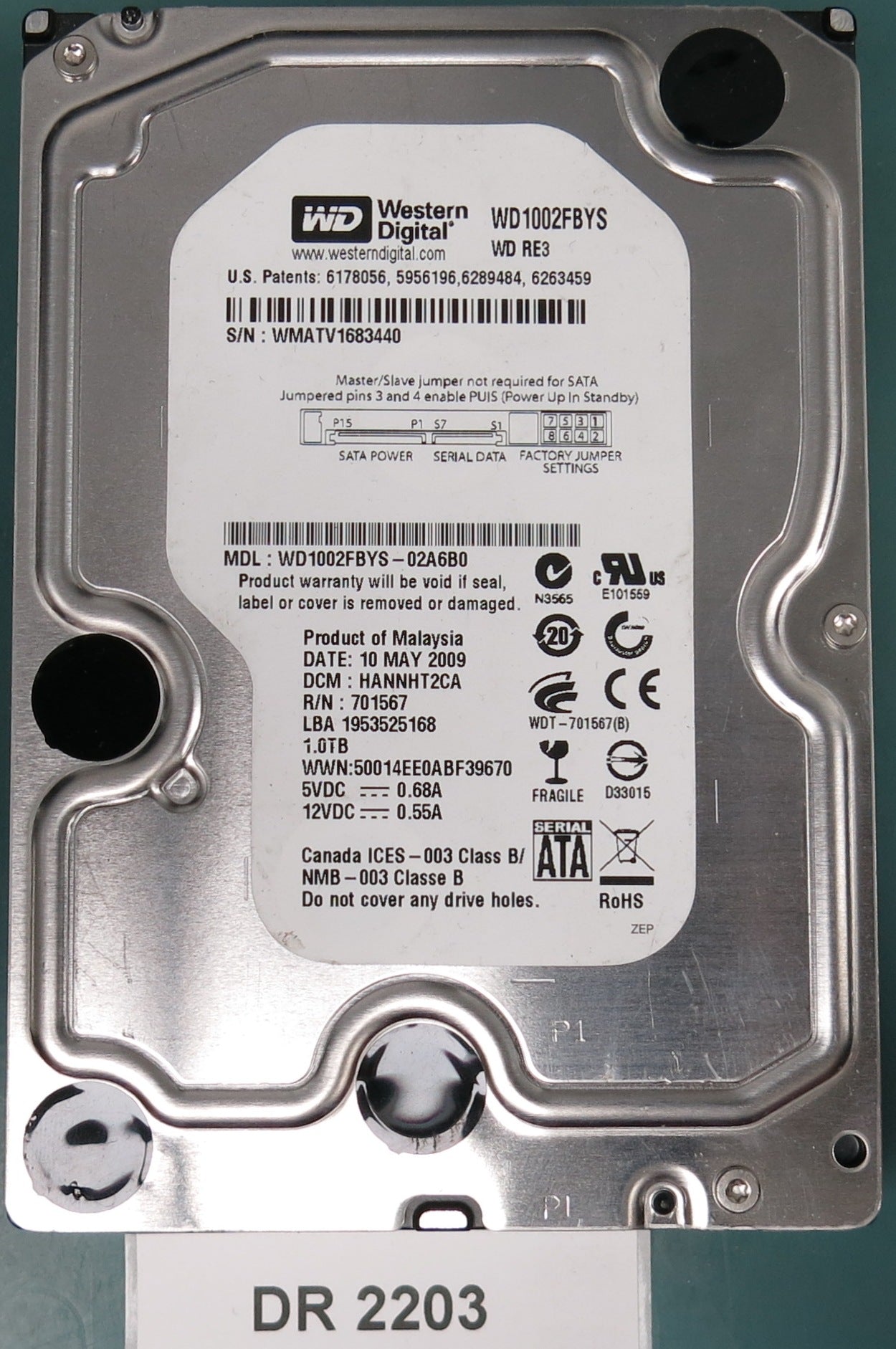 WD1002FBYS-02A6B0 DCM HANNHT2CA 1.0TB 3.5 PCB 2060-701567-000 REV A