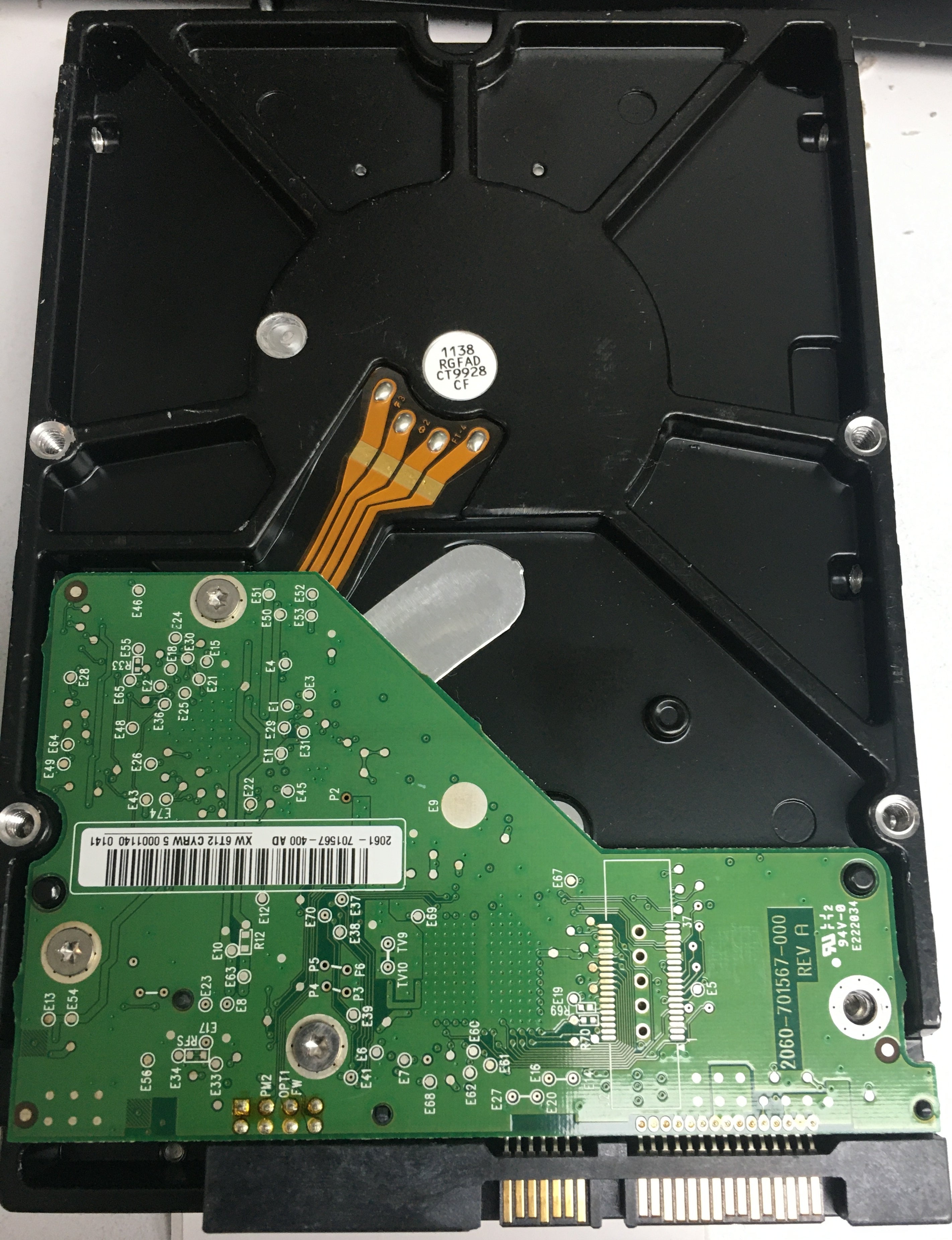 WD1002FBYS-02A6B0  DCM HBRNHT2AB  Serial Number: WMATV3730549  1.0TB 3.5  PCB 2060-701567-000 REV A