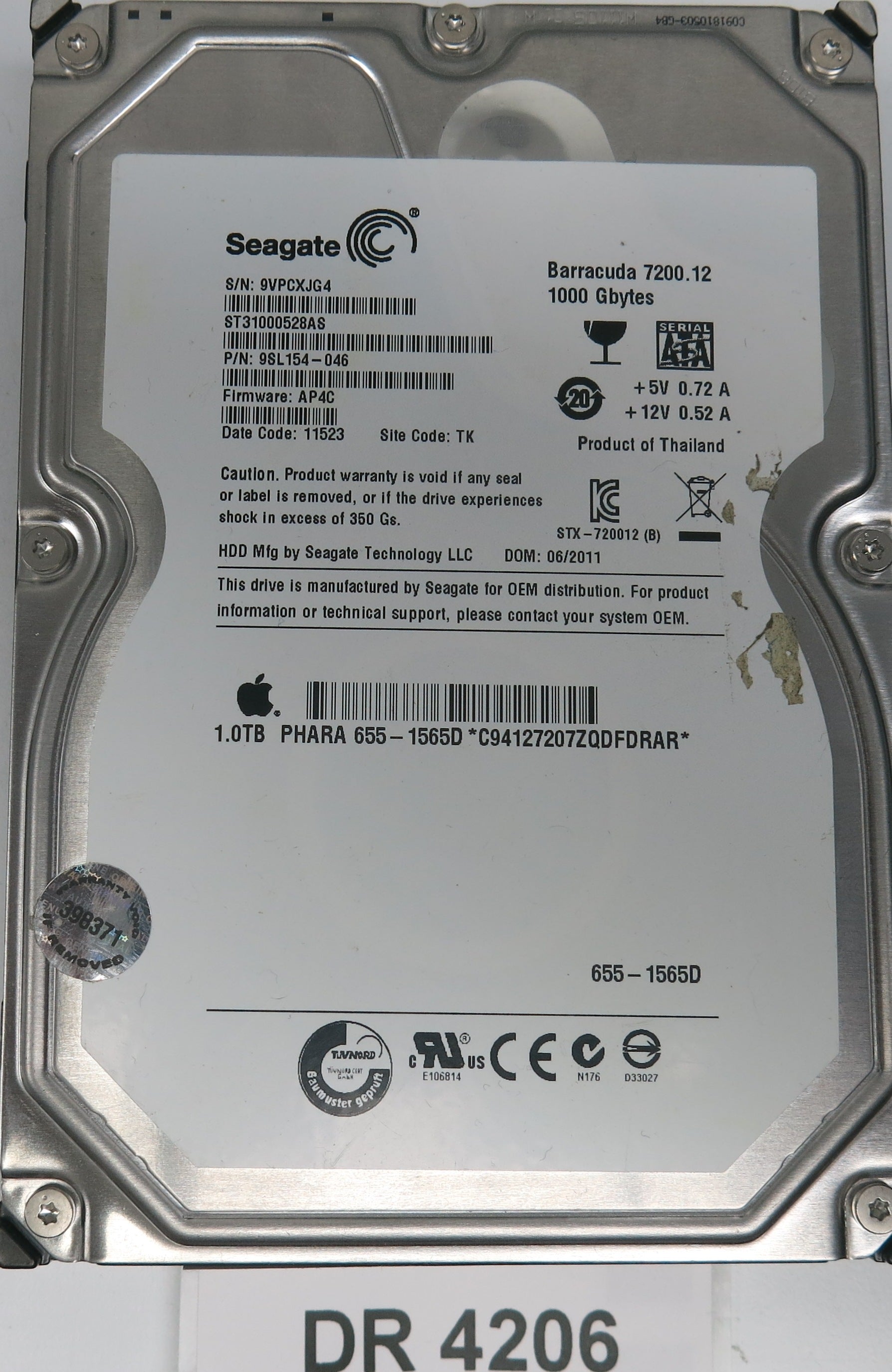 ST31000528AS,  P/N:9SL154-046,  FW:AP4C,  1000GB 3.5,  PCB:100650117- REV A