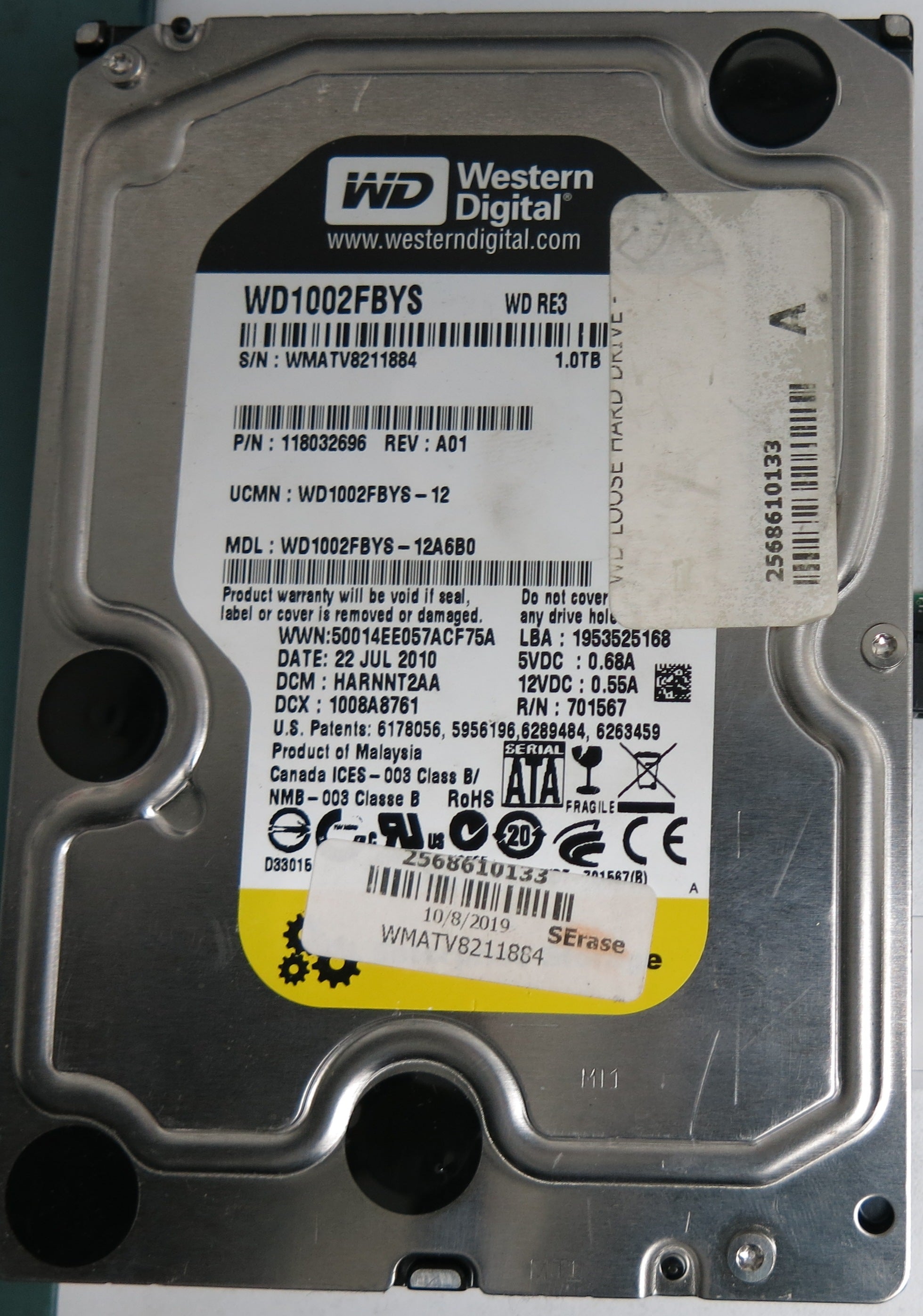 WD1002FBYS-12A6B0, DCM HARNNT2AA, 1.0TB 3.5, PCB 2060-701567-000 REV A