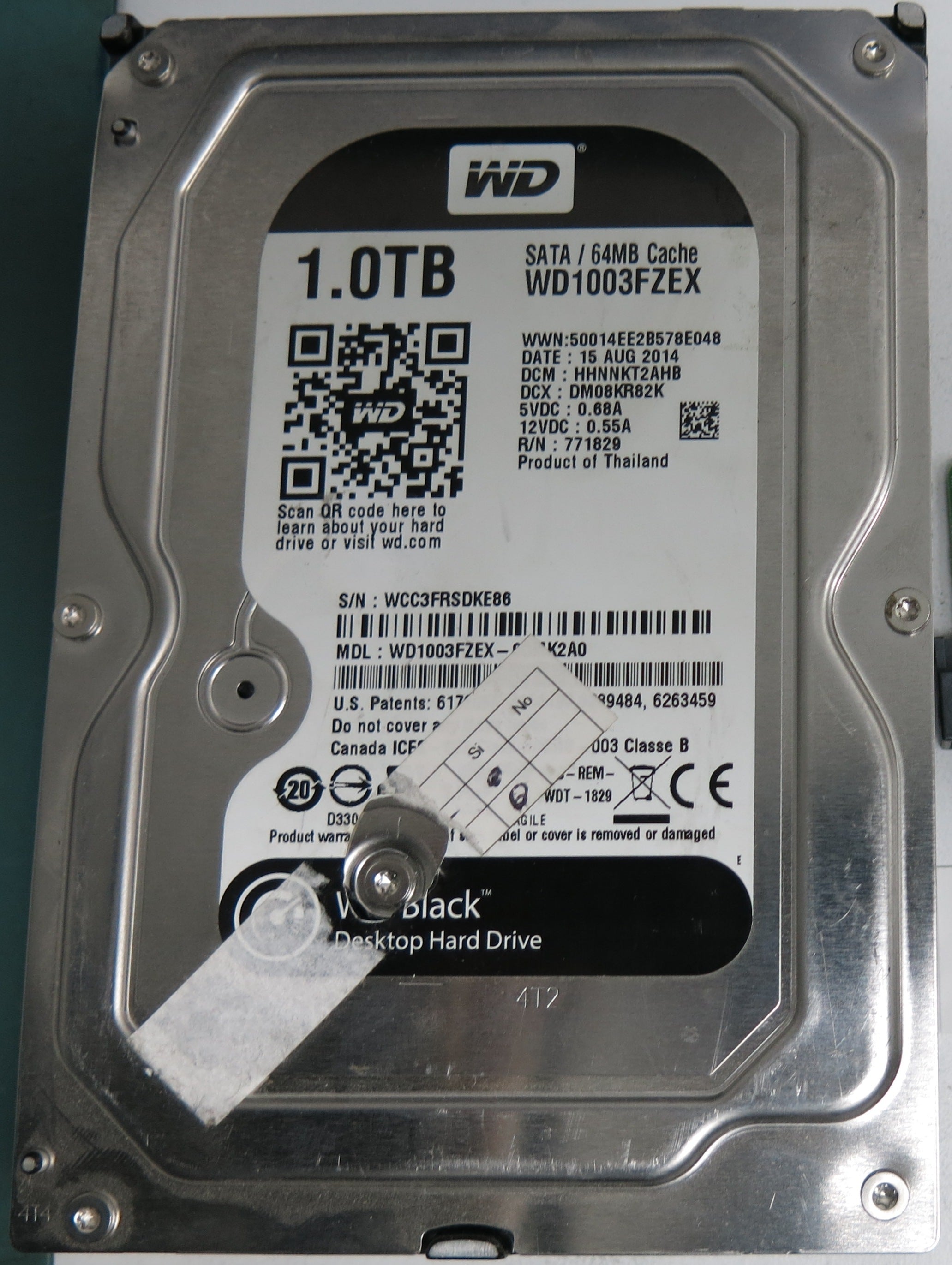 WD1003FZEX, DCM HHNNKT2AHB, 1.0TB 3.5, PCB 2060-771829-005 REV A