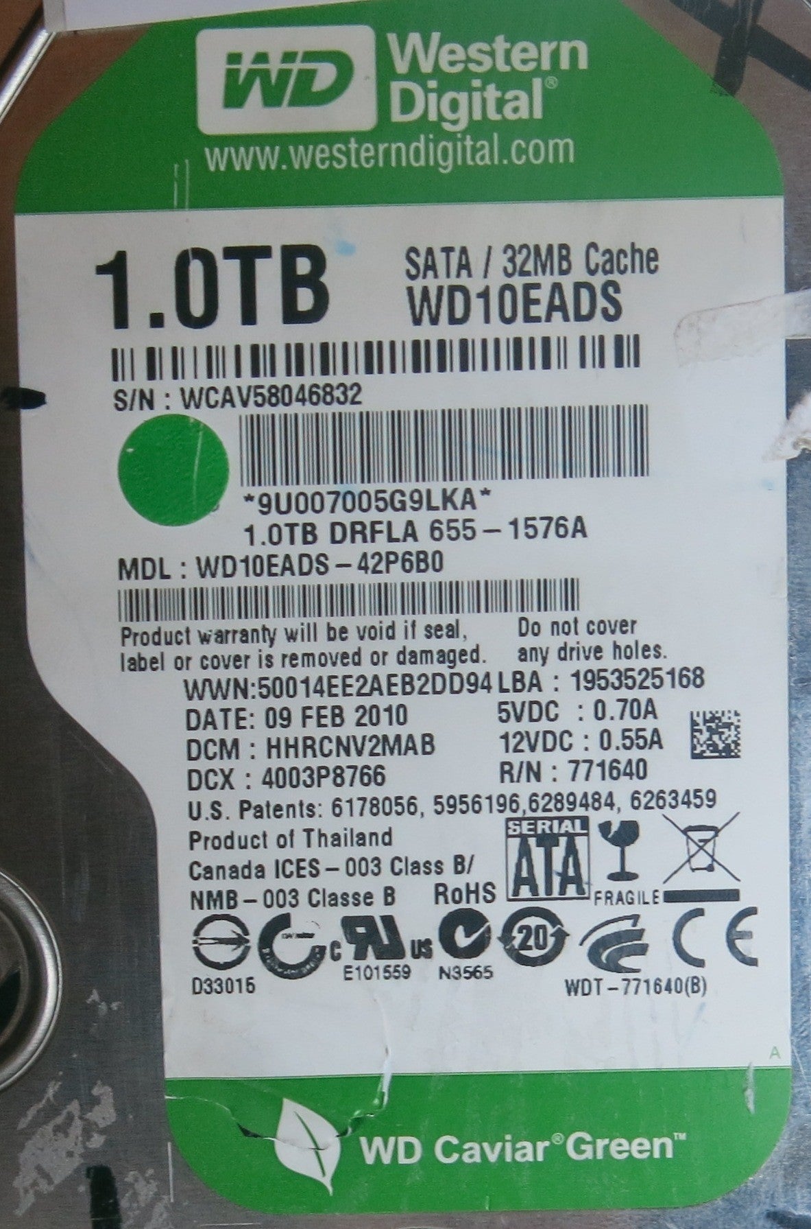 WD10EADS-42P6B0, PN , DCM  HHRCNV2MAB, 2060-771640-000 REV P1 PCB
