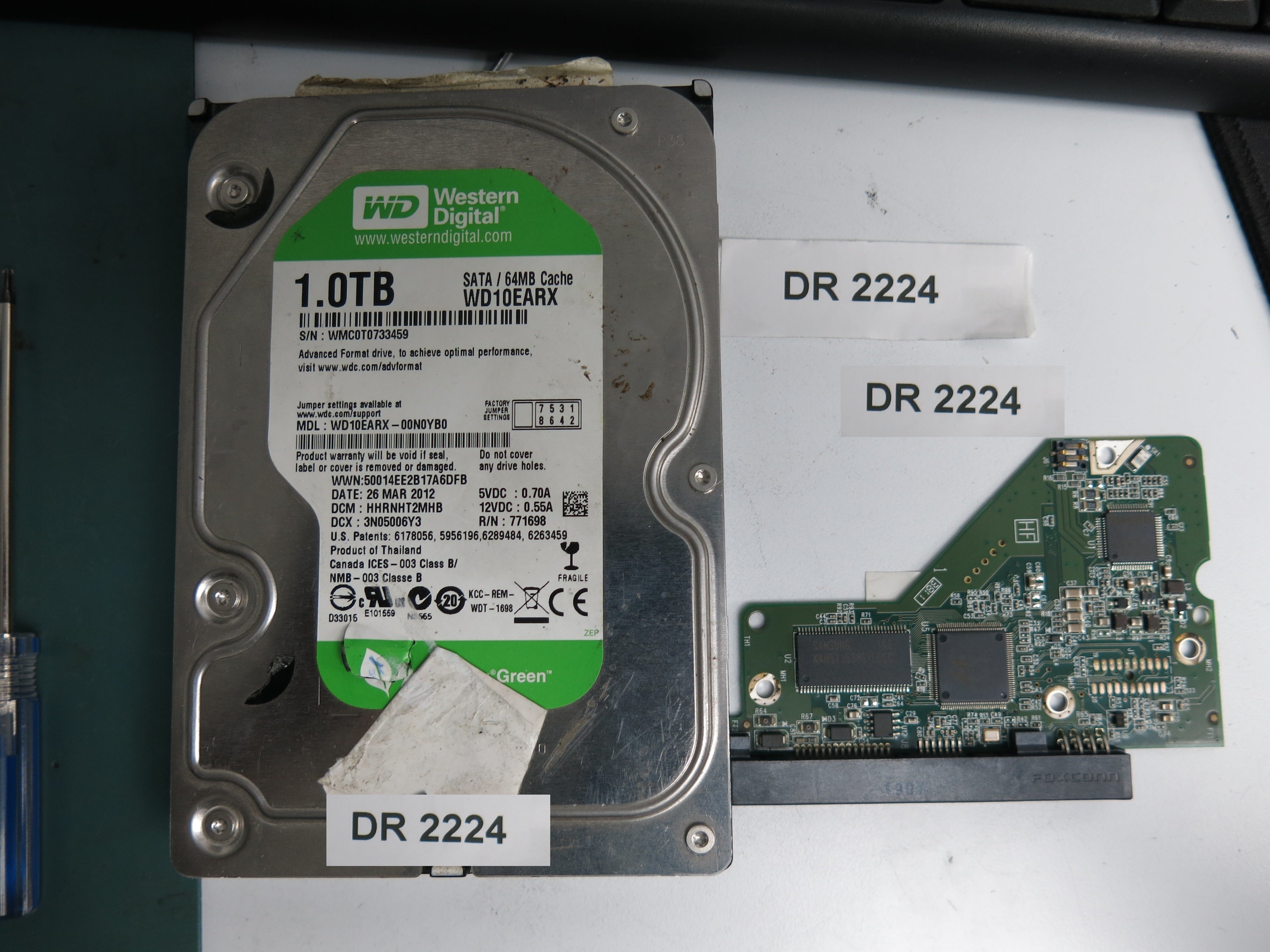 WD10EARX-00N0YB0 DCM HHRNHT2MHB 1.0TB 3.5 PCB 2060-771698-004 REV A