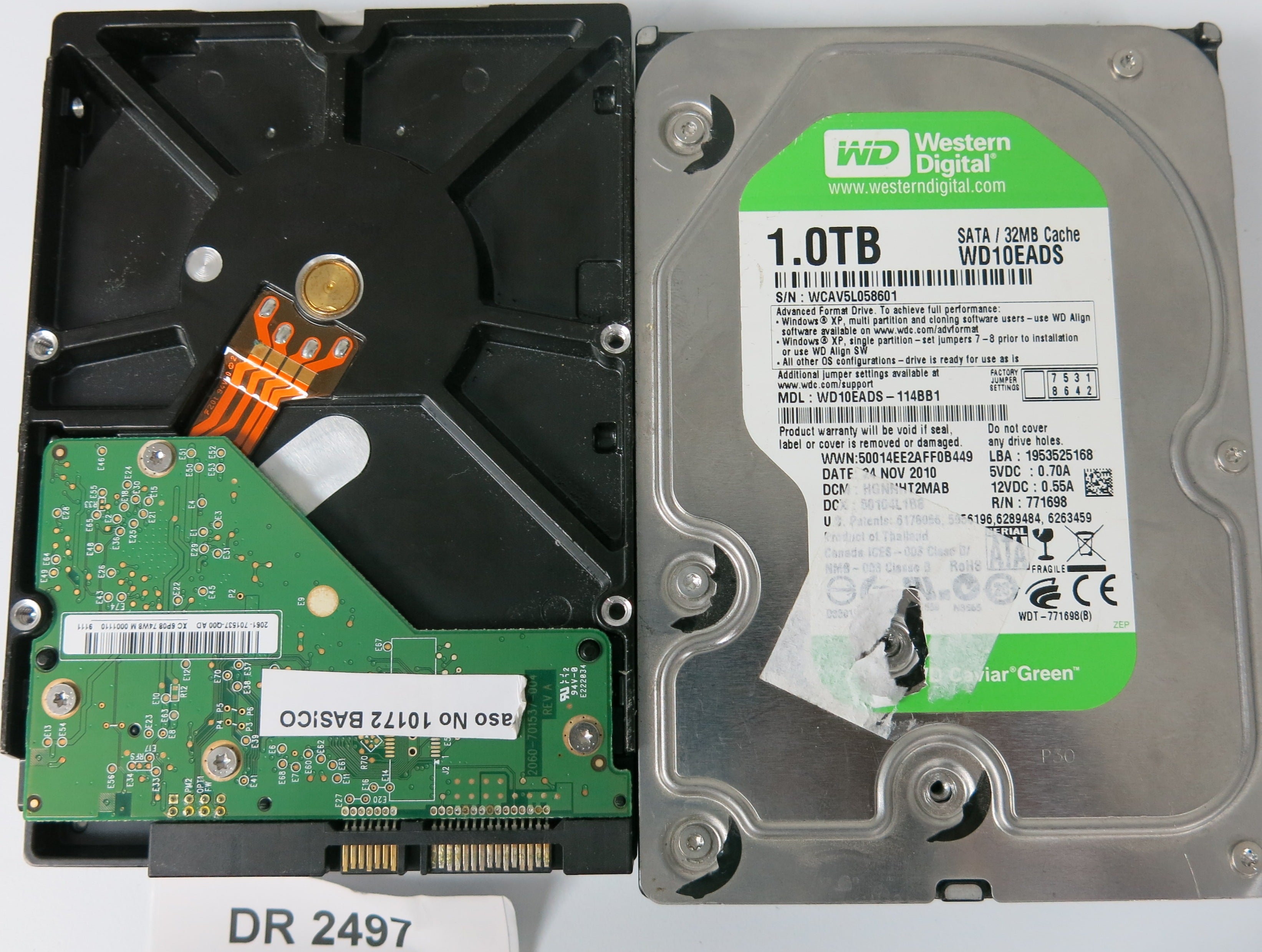 WD10EAVS-22D7B0, DCM: HBRNHT2MAB, 1.0TB 3.5, PCB 2060-701537-004 REV A