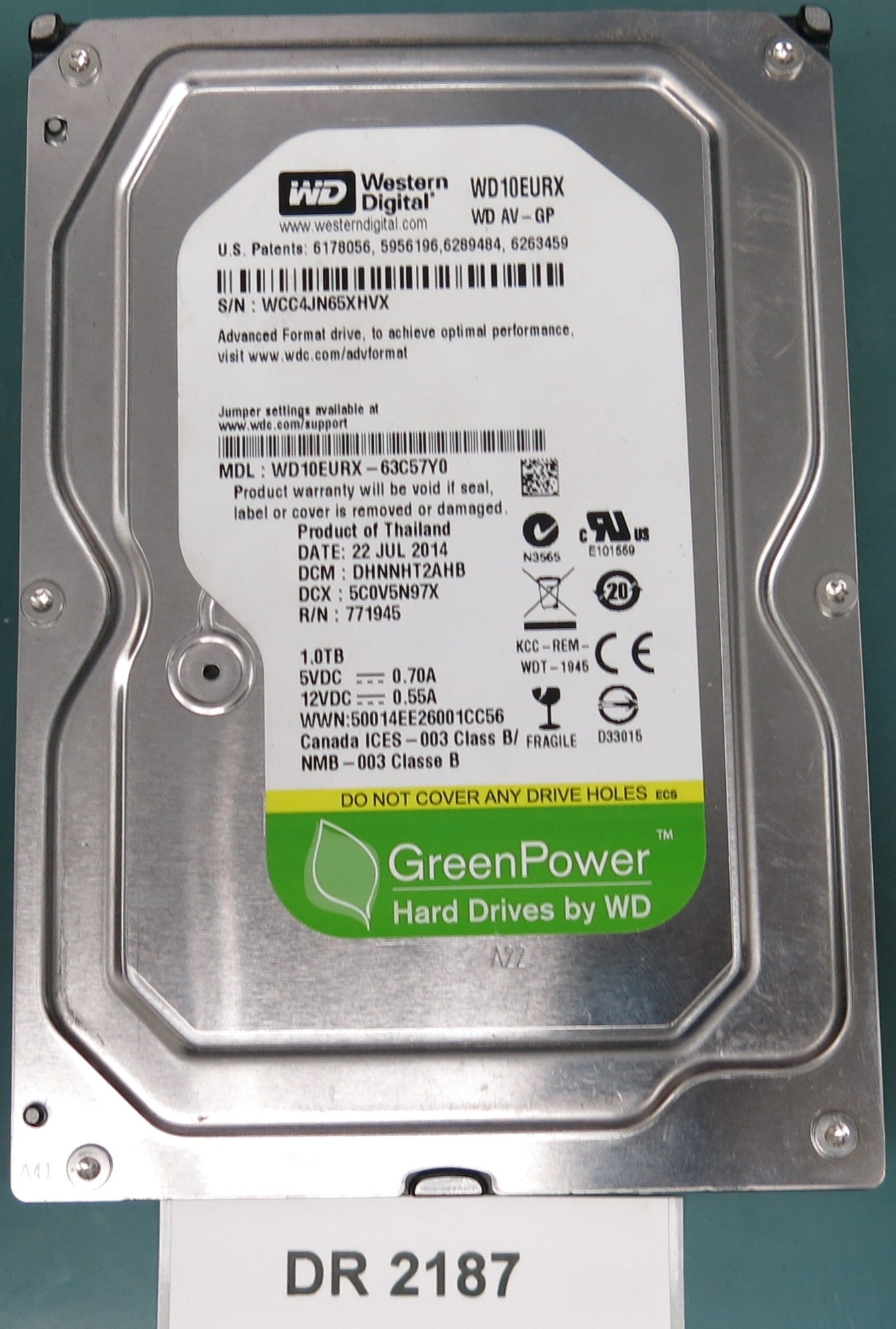 WD10EURX-63C57Y0, DCM DHNNHT2AHB, 1.0TB 3.5, PCB 2060-771645-001 REV A