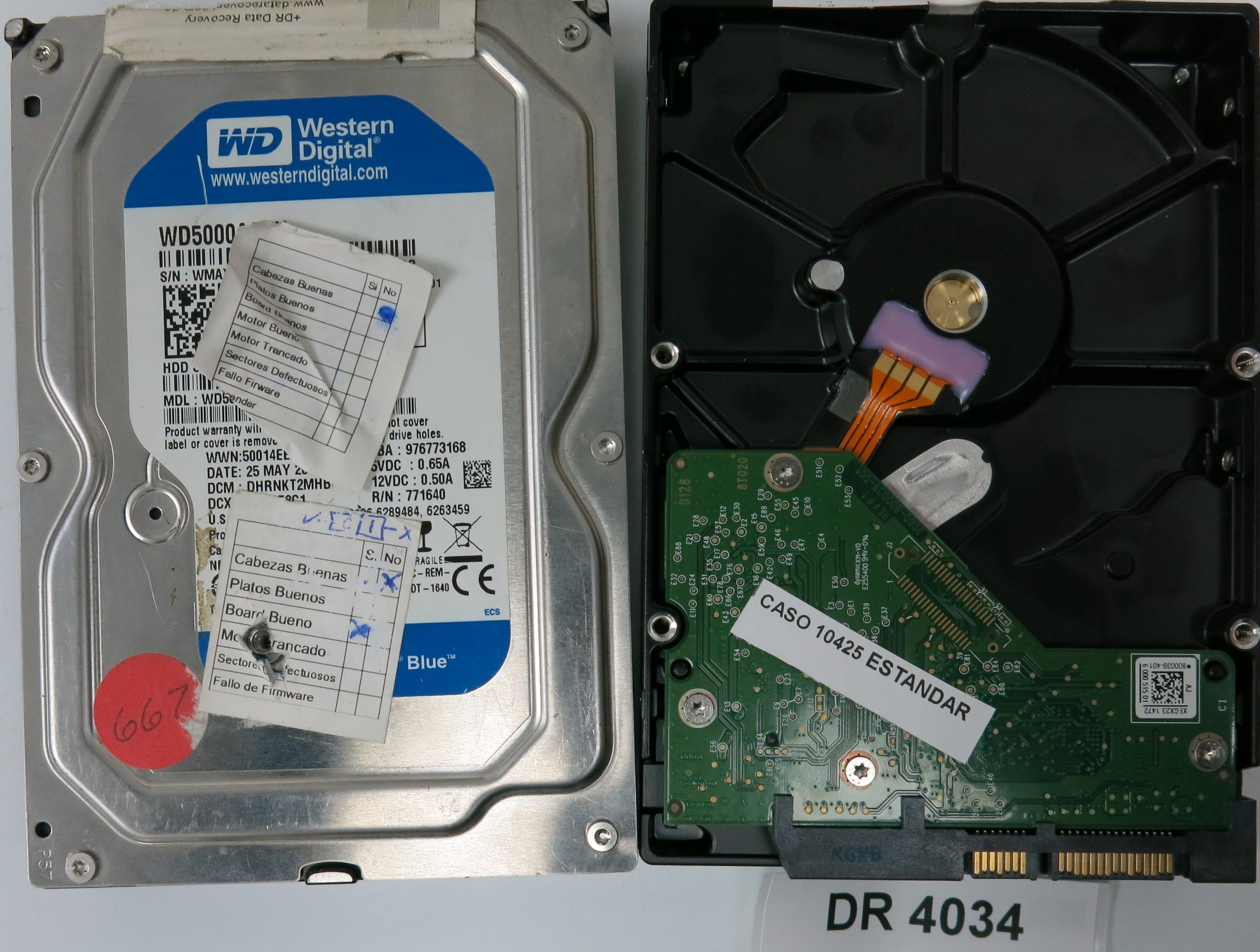 WD10EZEX-75WN4, Serial Number: WCC6Y3UK77NZ, 1TB 3.5, PCB 2060-800039-001 REV P1