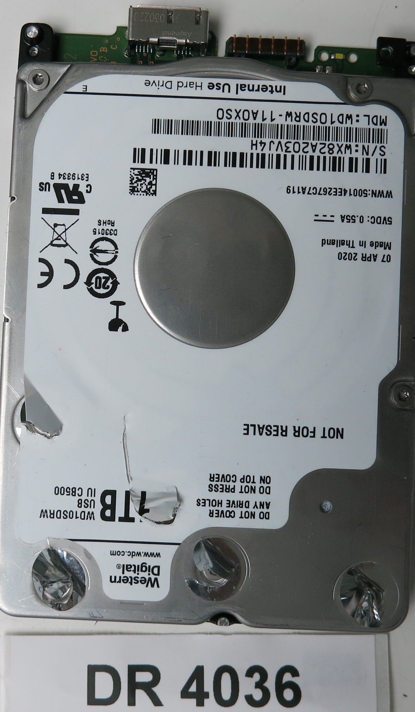 WD10SDRW-11A0XS0, Serial Number: WX82A203VJ4H, 1TB 2.5, PCB 2060-800069-001 REV P1