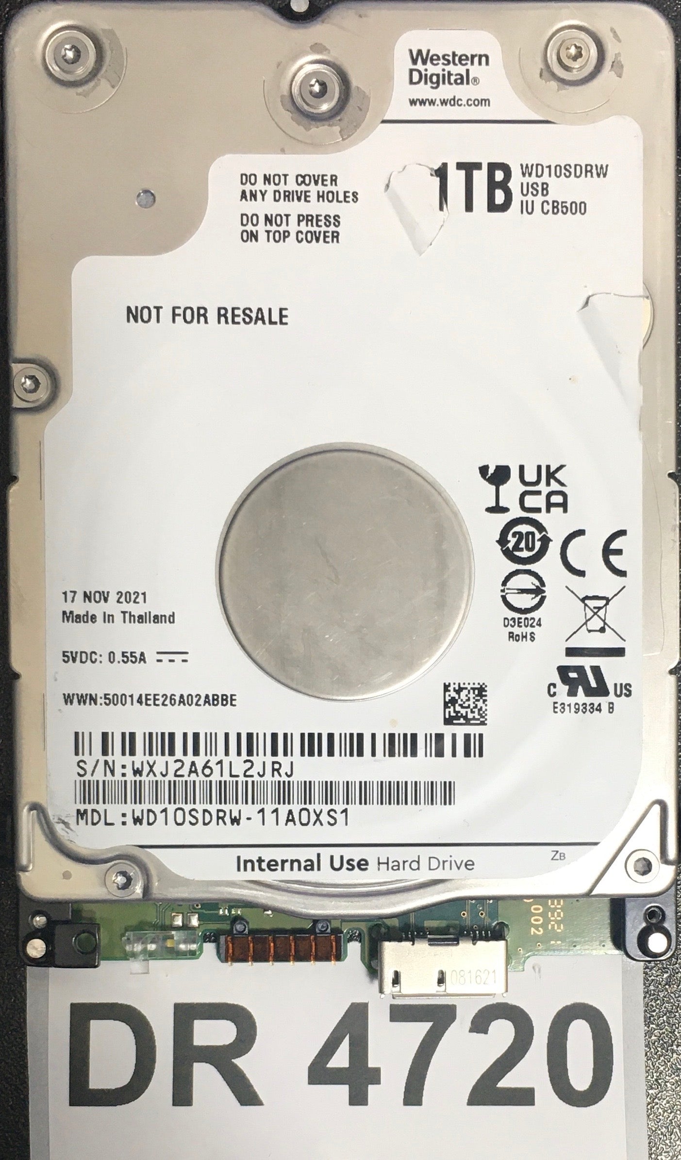 WD10SDRW,  Serial: WXJ2A61L2JRJ,  1TB 2.5,  PCB :2060-800069-001 REV P1,
