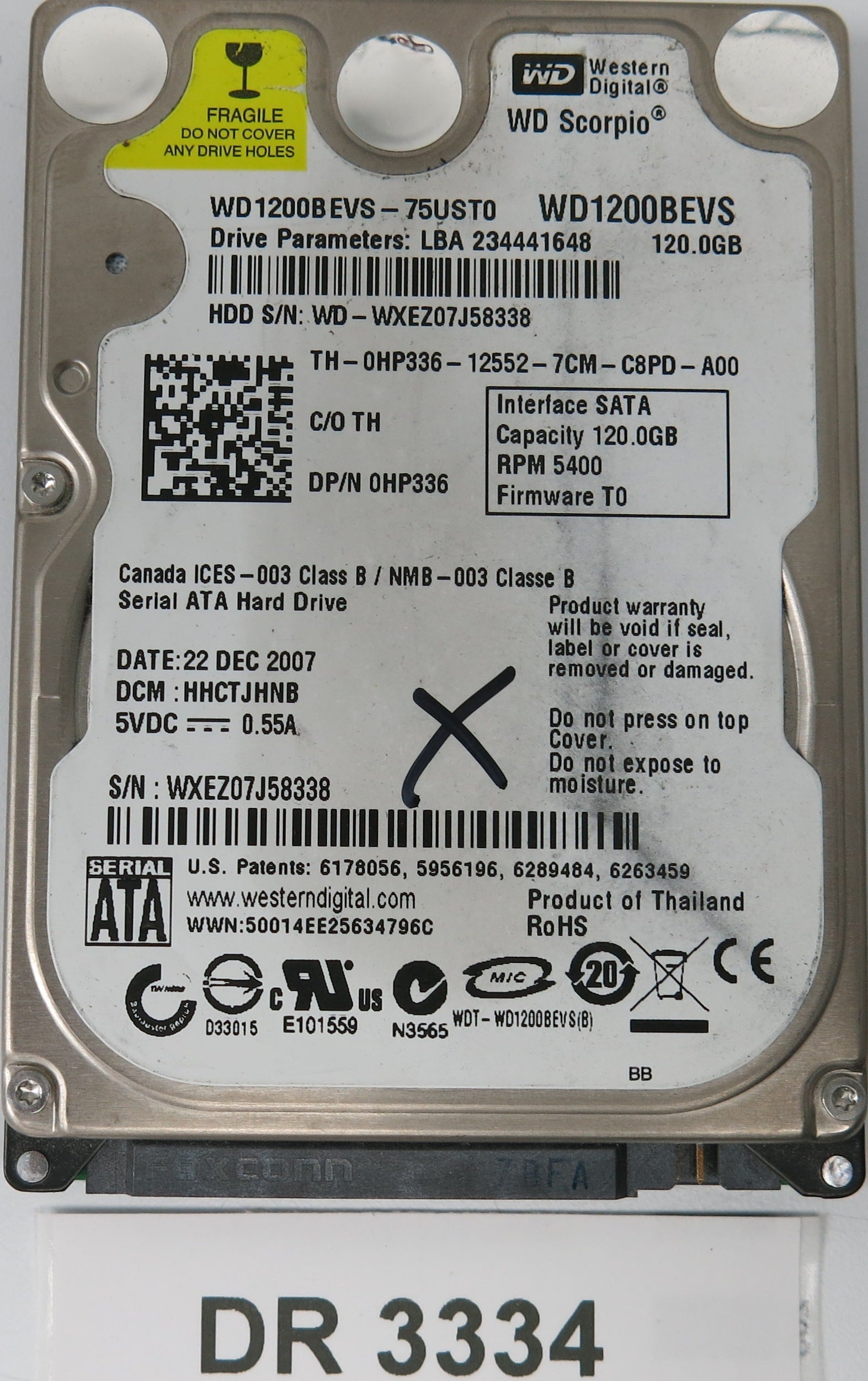 WD1200BEVS, DCM: HHCTJHNB, 120GB 3.5, PCB 2060-701499-000 REV A