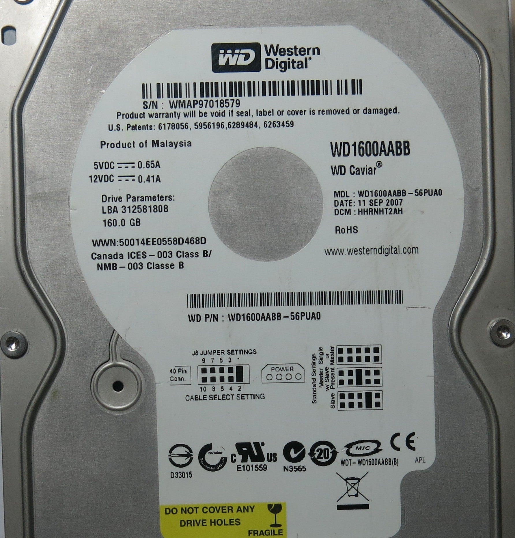 WD1600AABB-56PUA0 DCM HHRNHT2AH 2060-701494-002 PCB