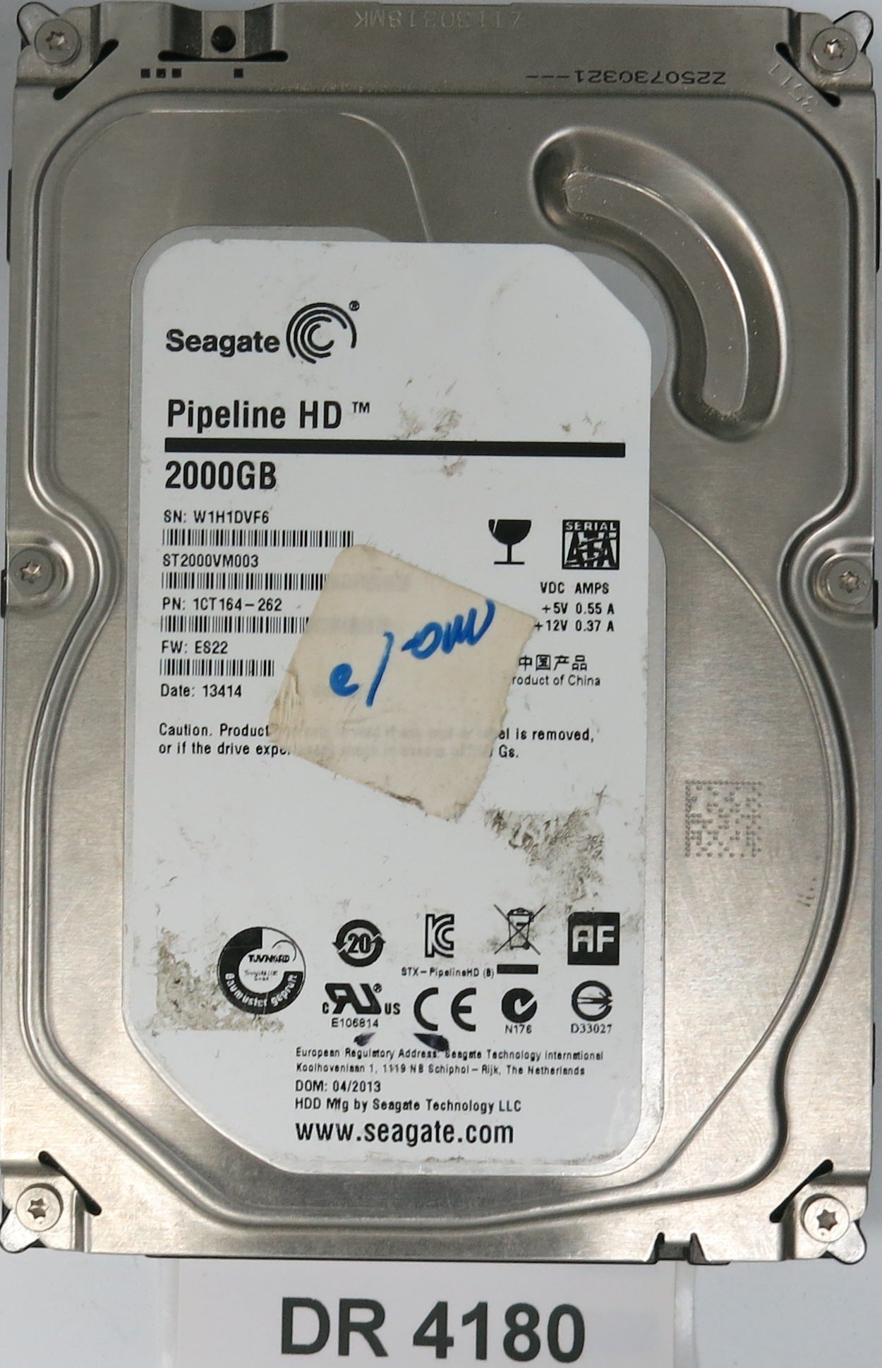 ST2000VM003,  P/N:1CT164-262,  FW:ES22,  Serial:W1H1DVF6,  2000GB 3.5,  PCB:100687658- REV C