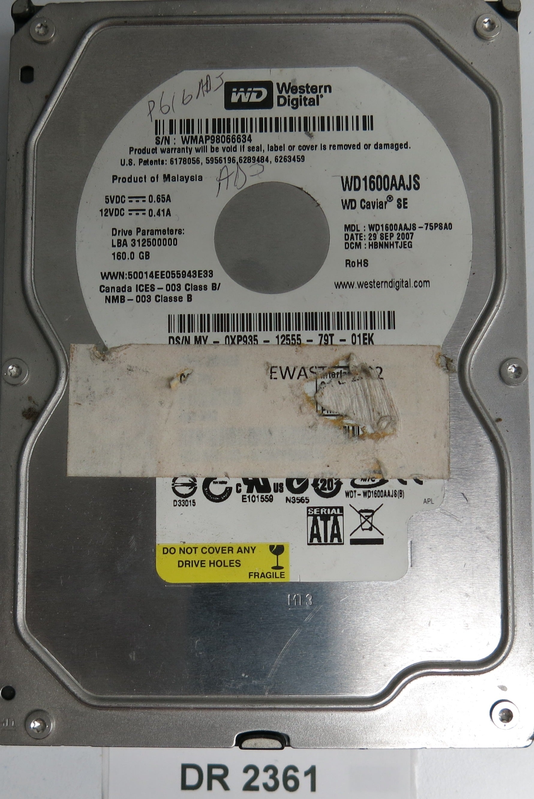 WD1600AAJS75PSA0, DCM HBNNHTJEG, 160GB 3.5