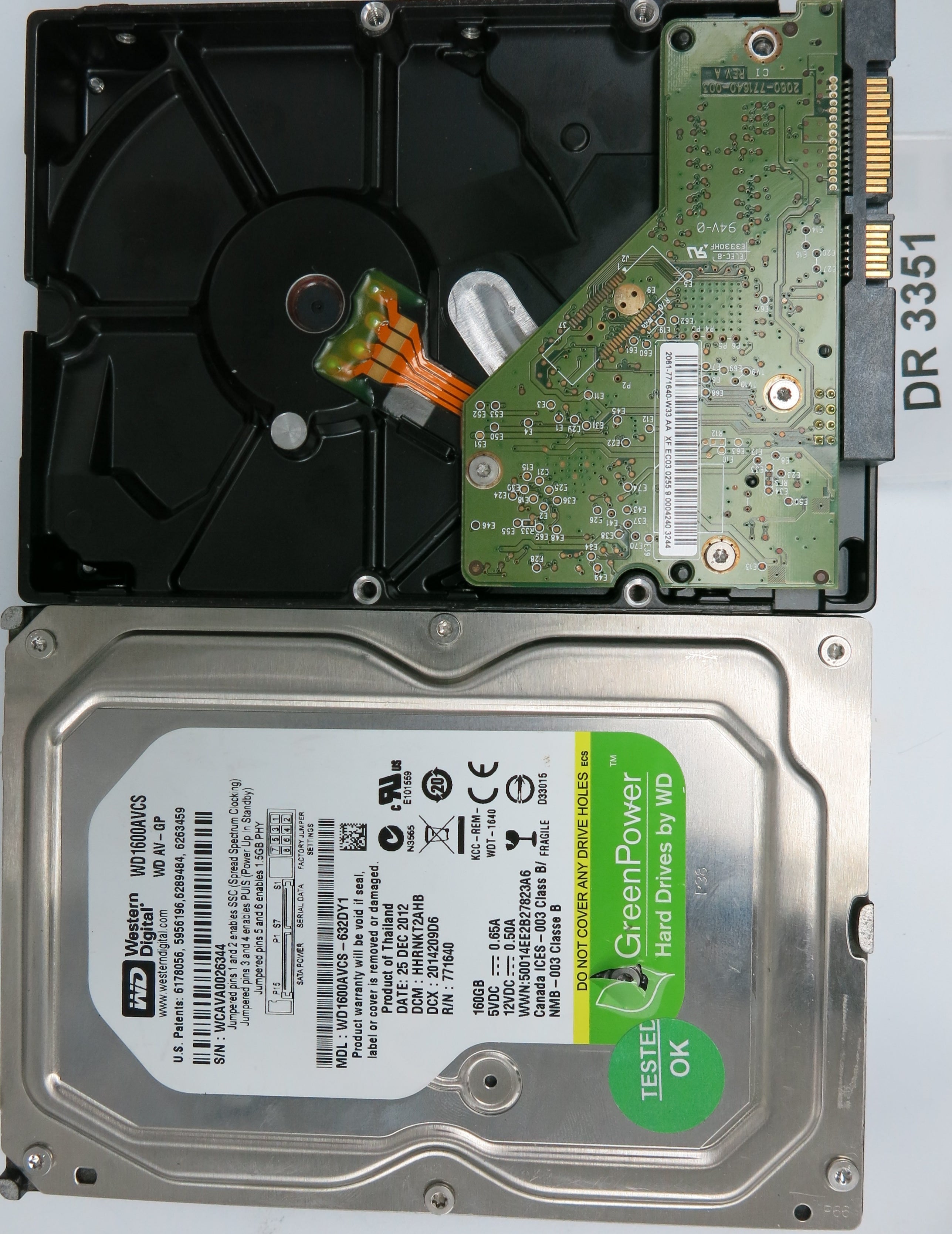 WD1600AVCS-632DY1, DCM: HHRNKT2AHB, 160GB 3.5, PCB 2060-771640-003 REV A