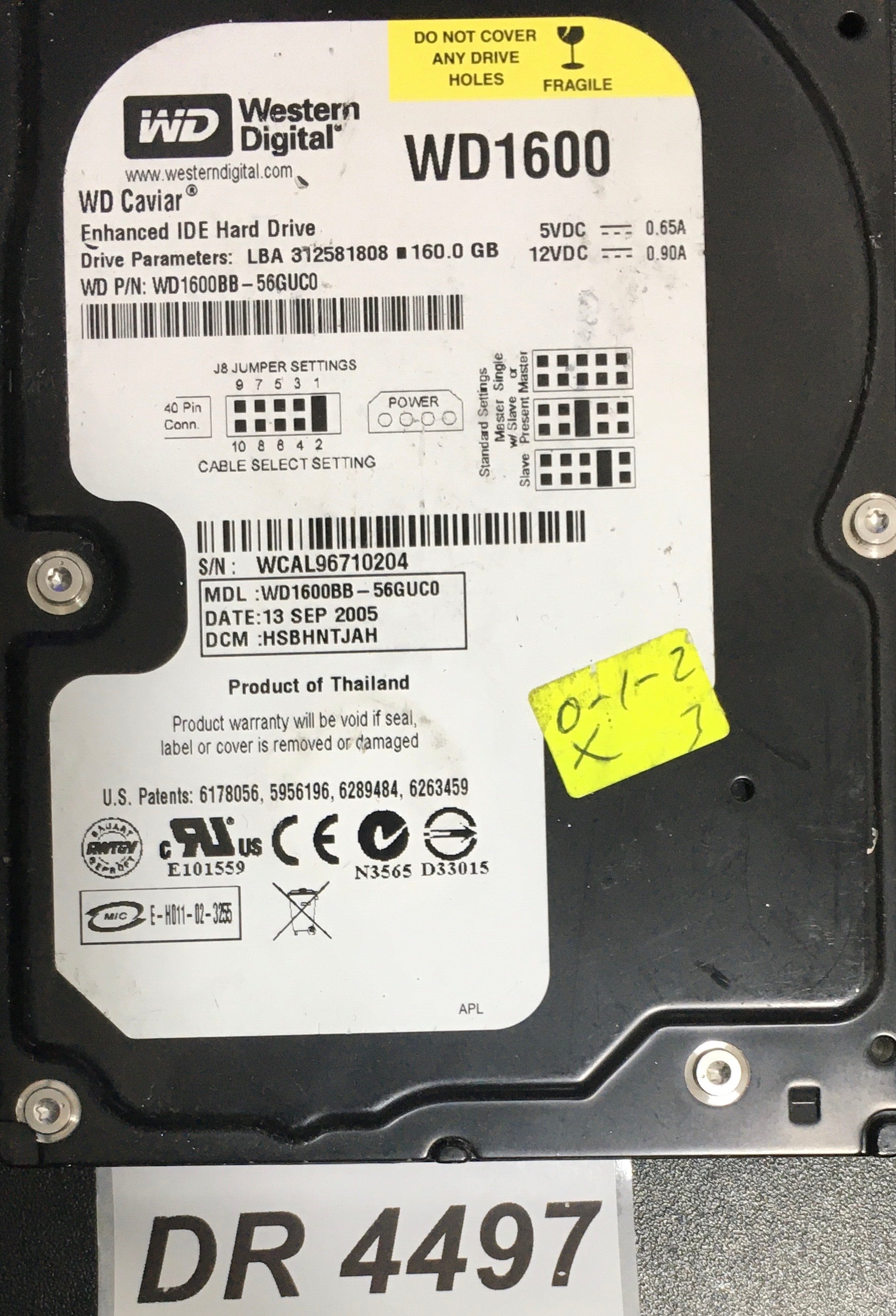 WD1600BB-56GUC0  Serial:WCAL96710204  160GB 3.5  PCB: 2060-701266-001 REV A