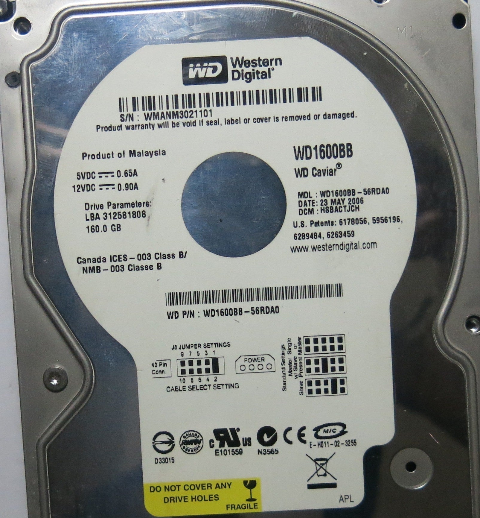 WD1600BB-56RDA0 DCM HSBACTJCH 2060-701292-001 REV A PCB