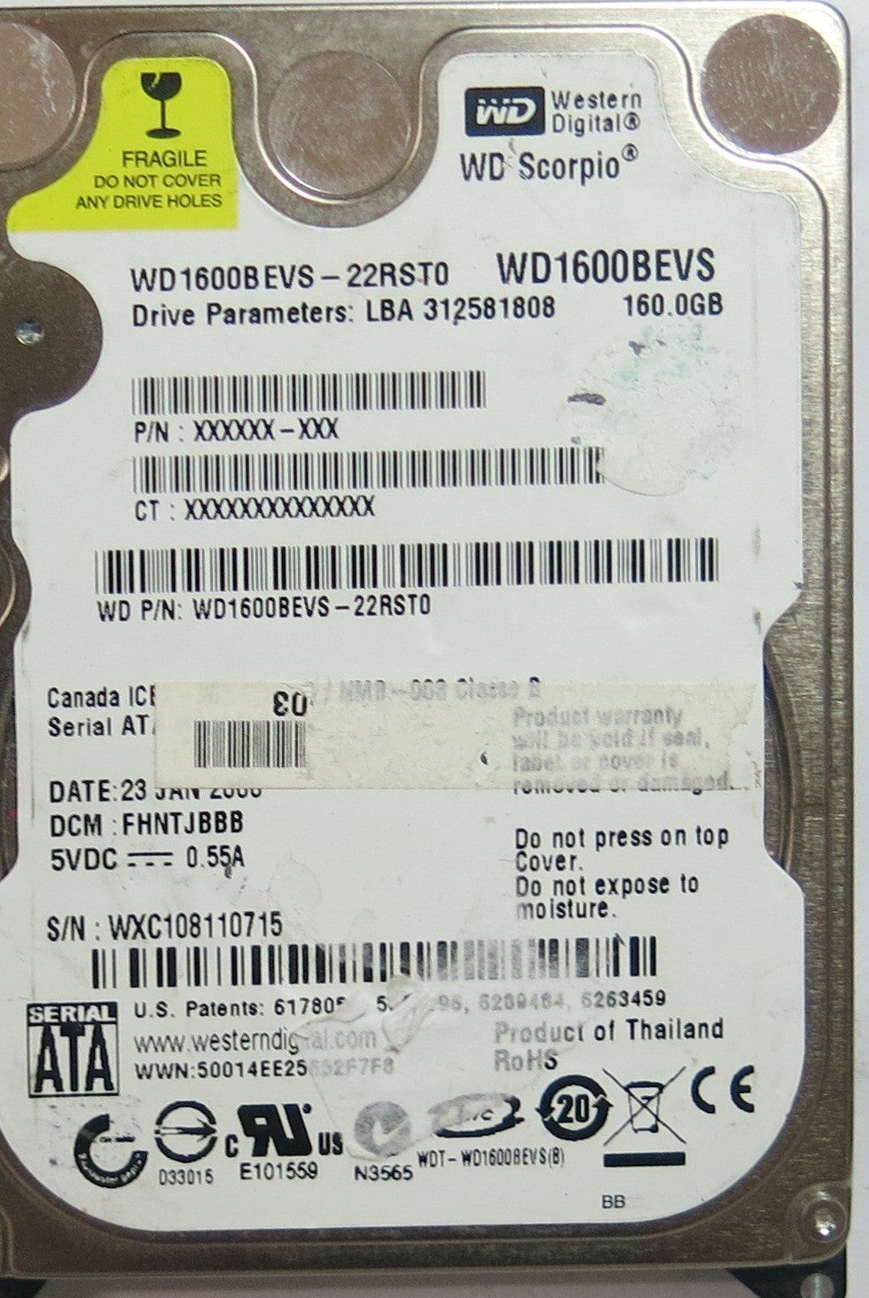 WD1600BEVS-22RST0 2060-701450-011 PCB