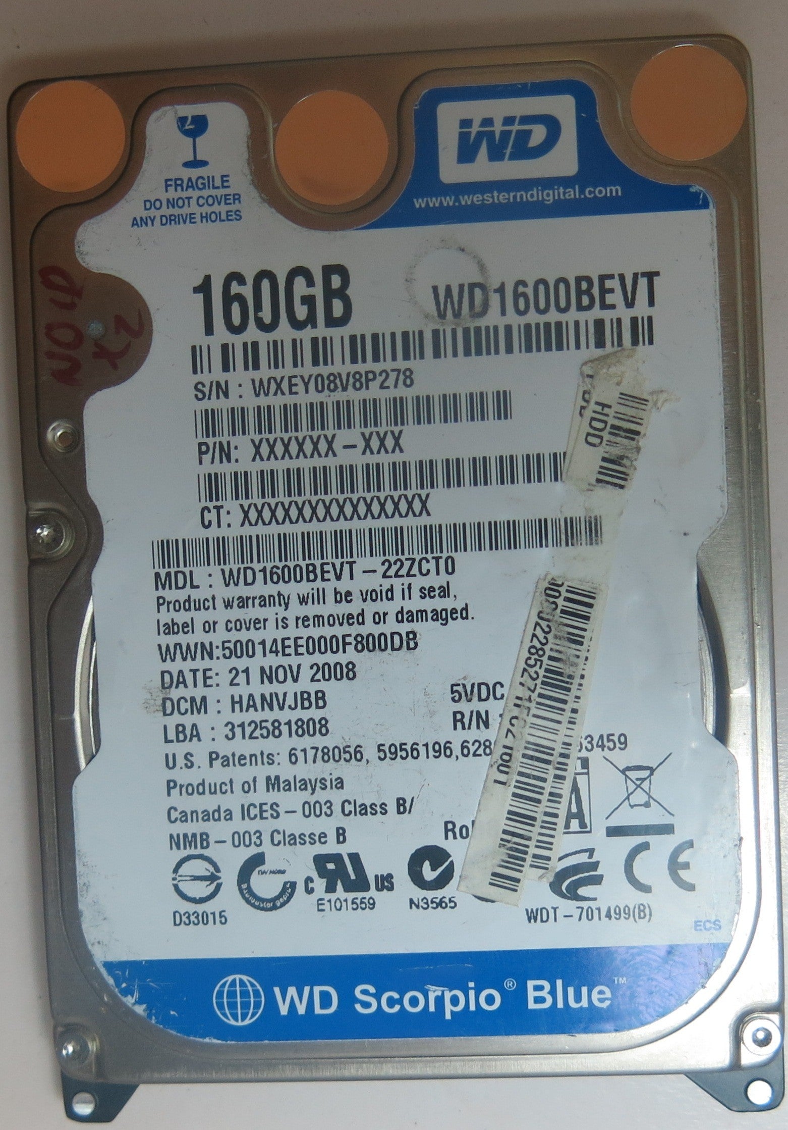 WD1600BEVT-22ZCT0 DCM HANVJBB 2060-701499-000 REV A PCB