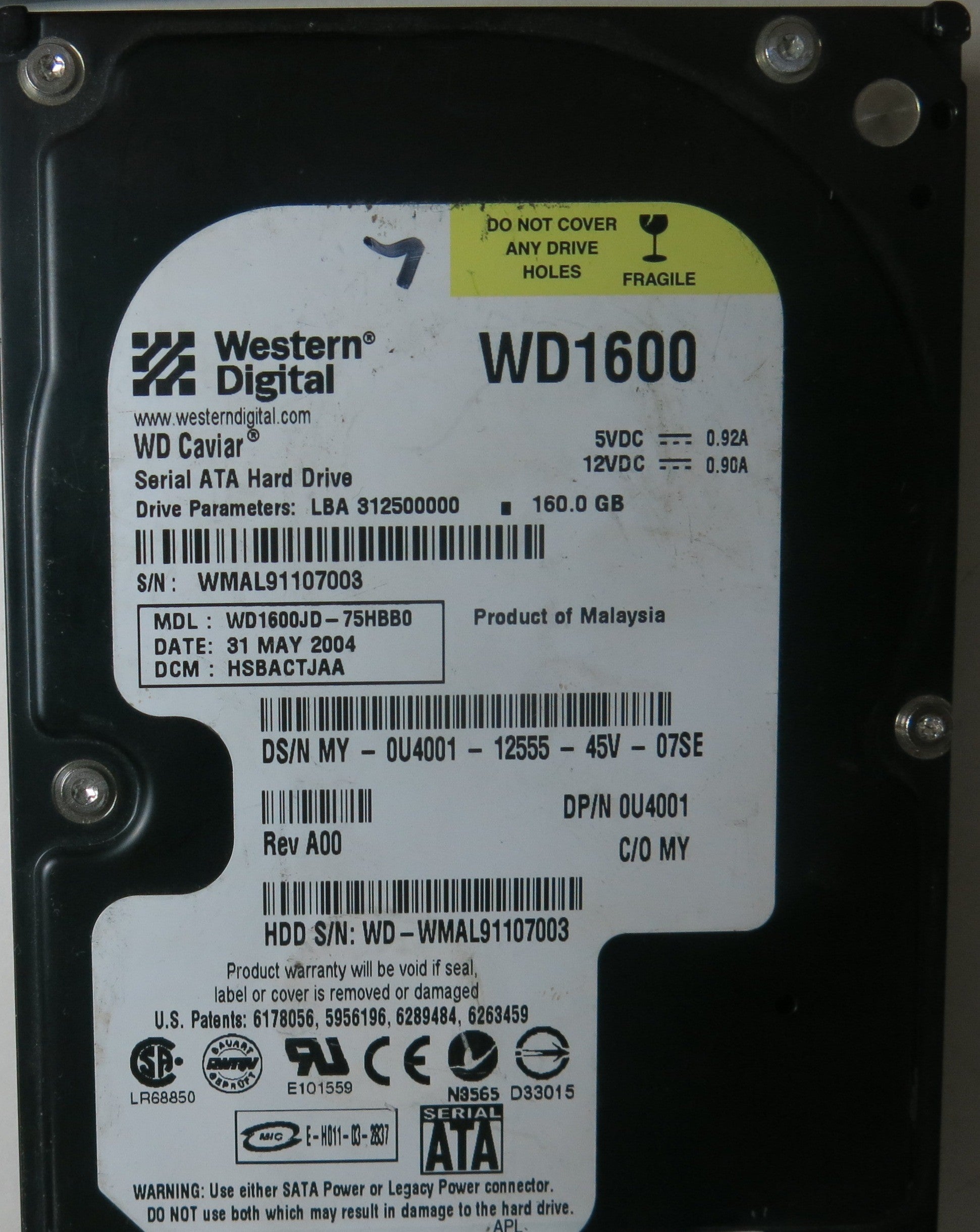 WD1600JD-75HBB0, 2060-001367-001 REV A PCB