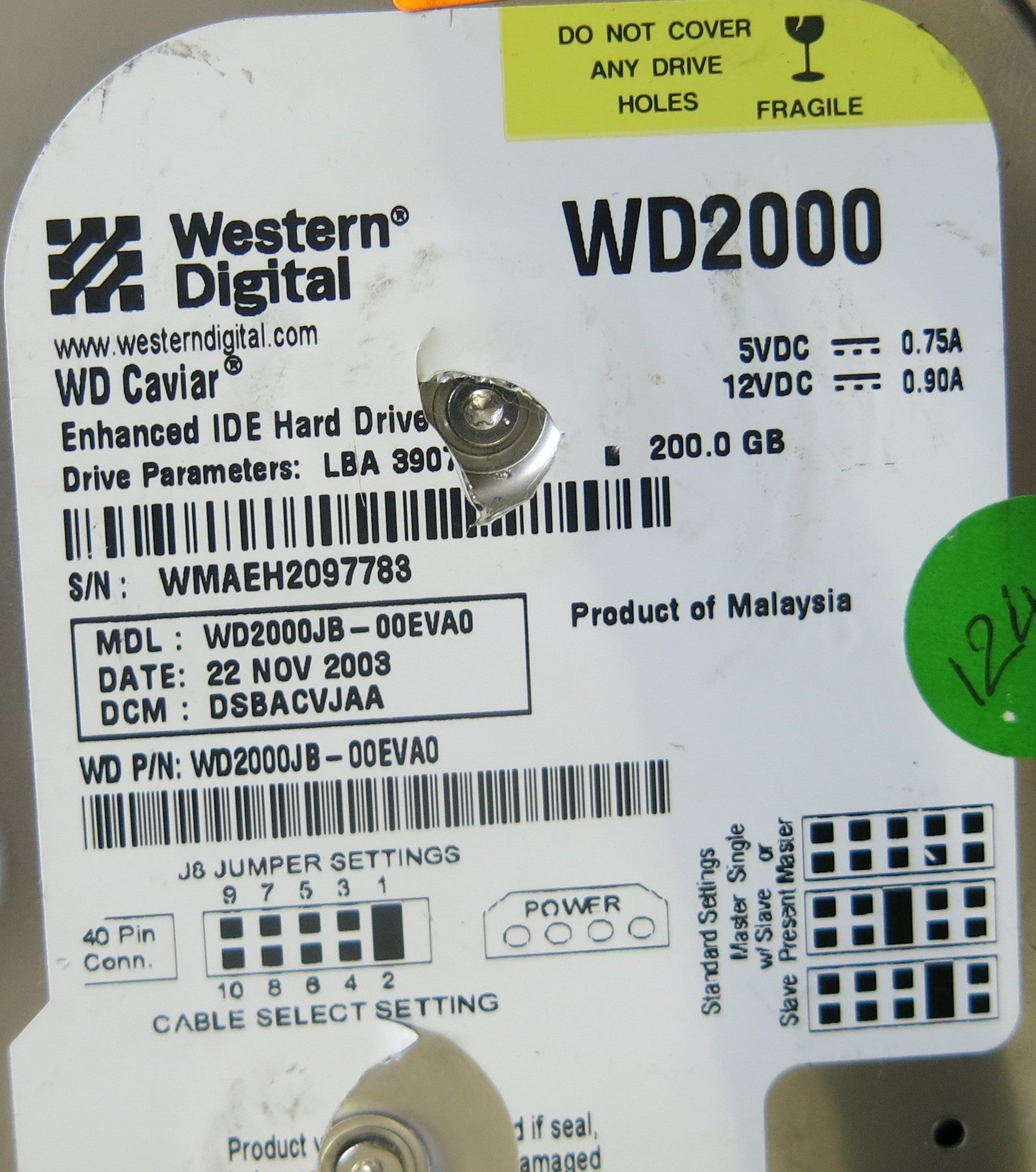 WD2000JB-00EVA0 2060-001179-003 REV A PCB