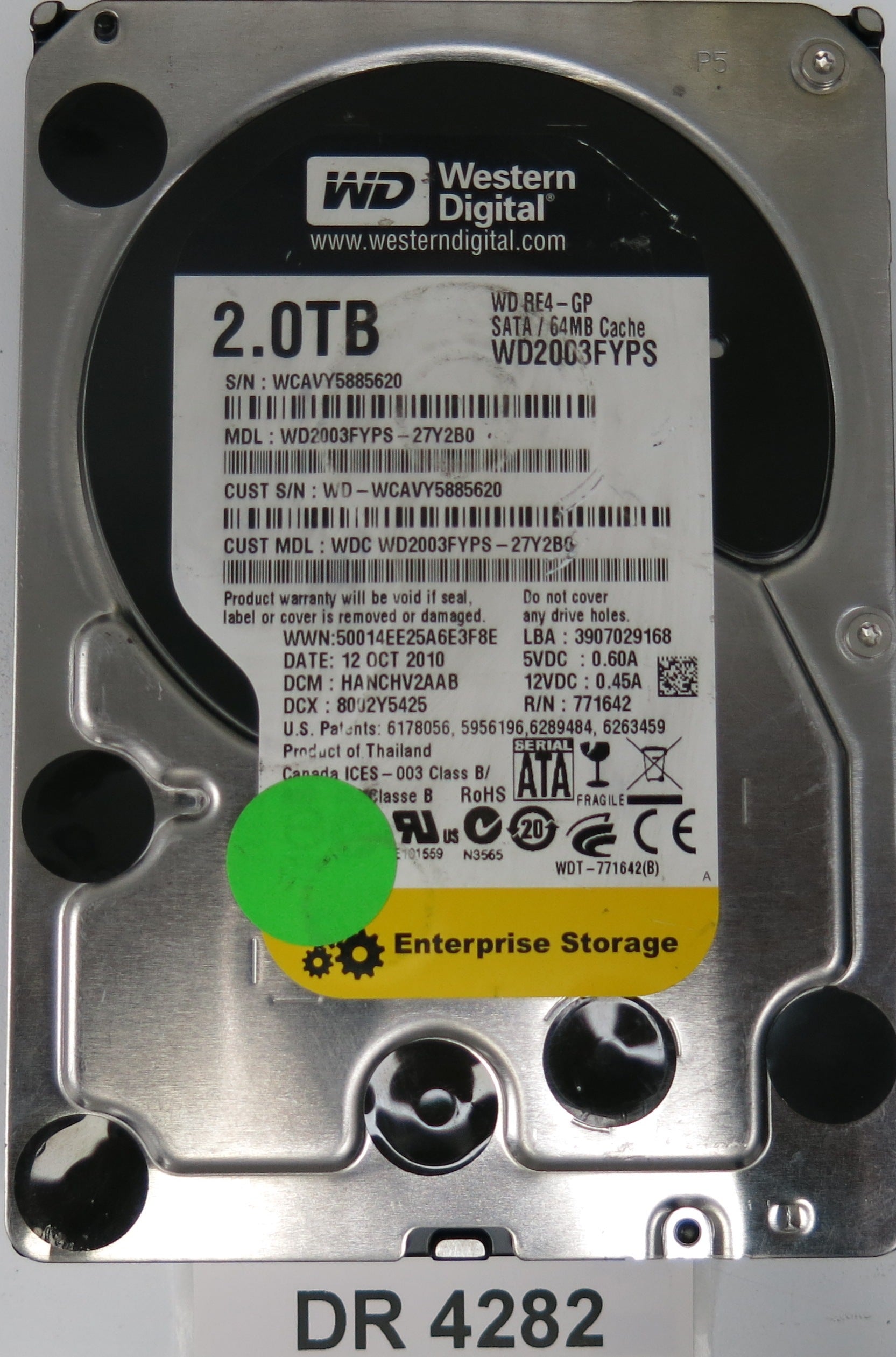 WD2003FYPPS-27Y2B0,  DCM: HANCHV2AAB,  Serial: WCAVY5885620,  2.0TB 3.5,  PCB 2060-771642-003 REV A