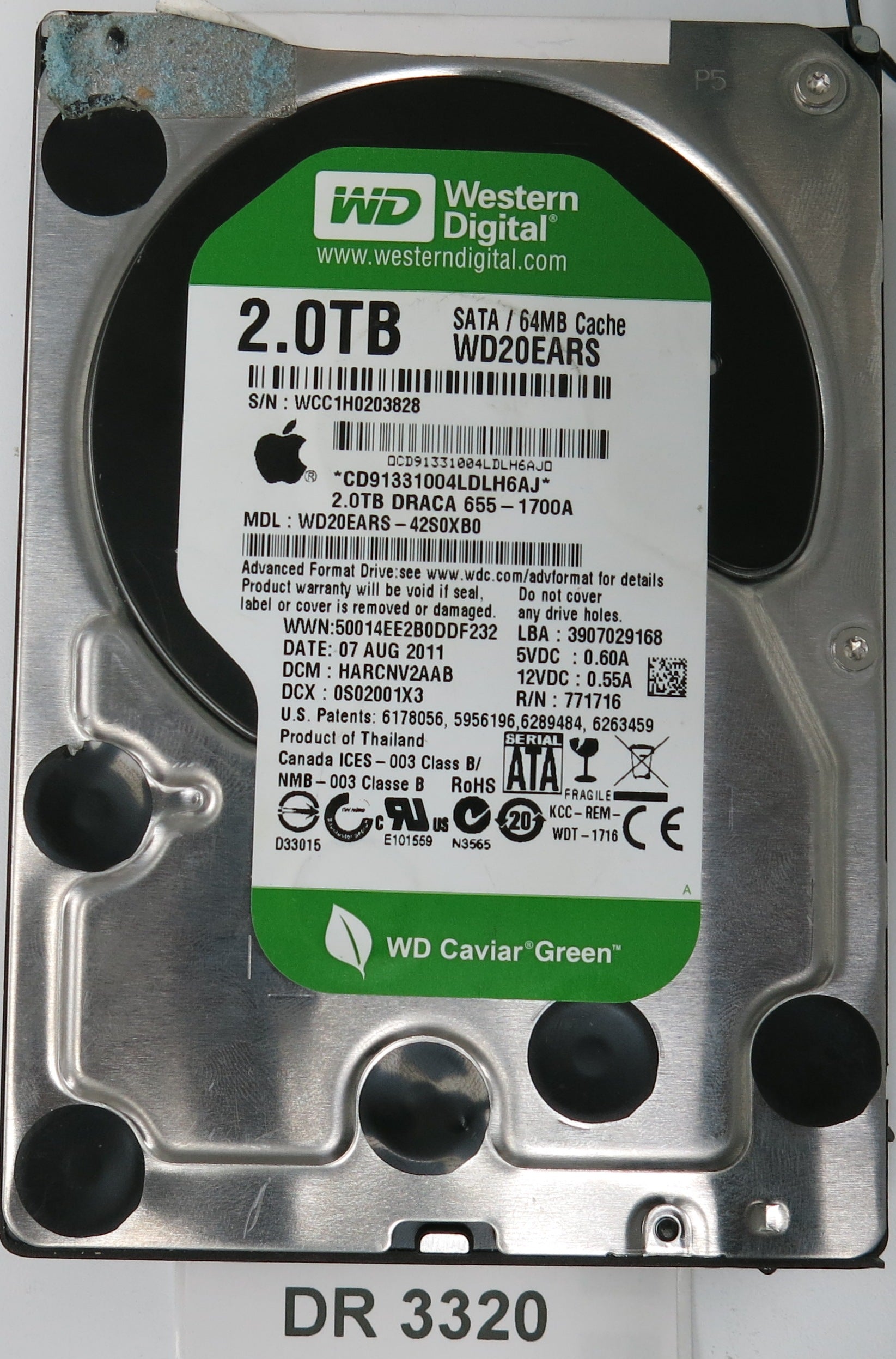 WD20EAS-42S0XB0, DCM: HARCNV2AAB, 2.0TB 3.5, PCB 2060-771716-001 REV A