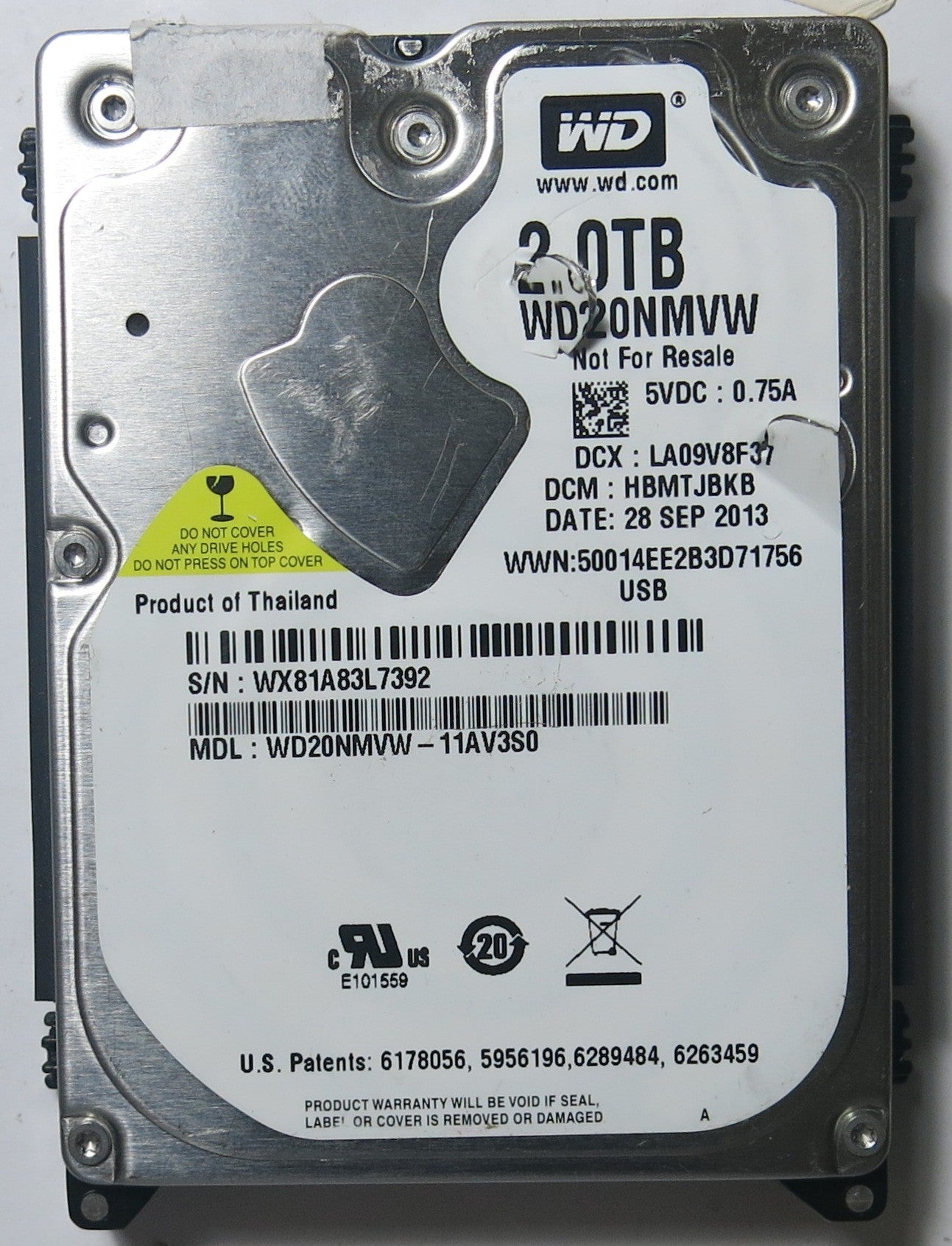 WD20NMVW-11AV3S0 DCM HBMTJBKB 2060-771961-001 REV A PCB