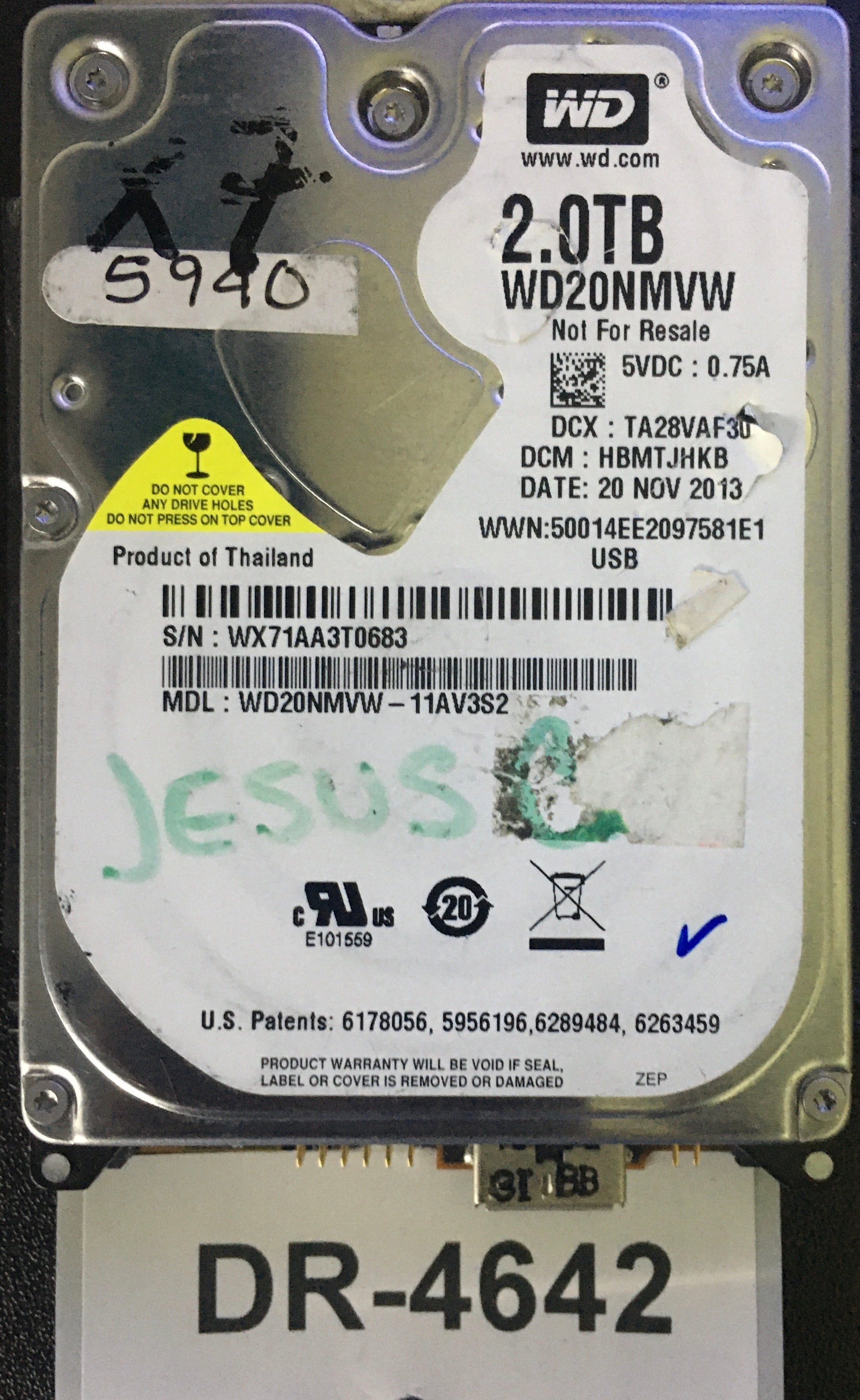 WD20NMVW,  Serial: WX71AA3T0683,  2TB 2.5  PCB:2060-771961-001- REV A